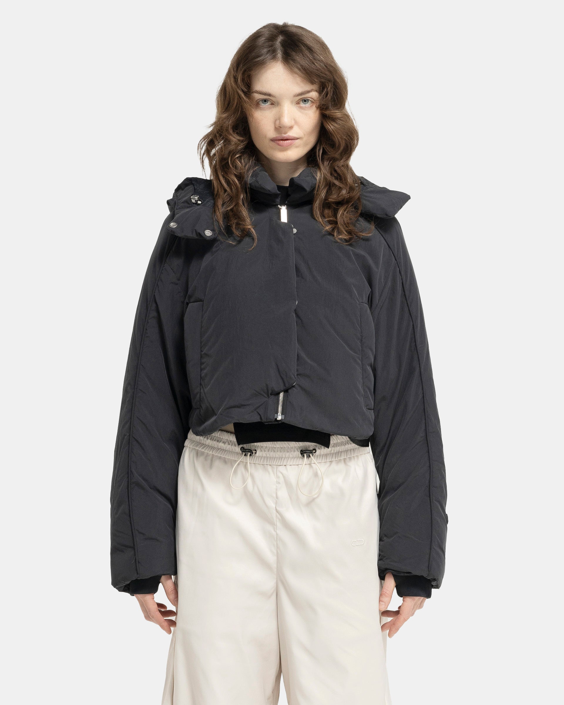 Re:Down Crop Puffer Jacket in Black