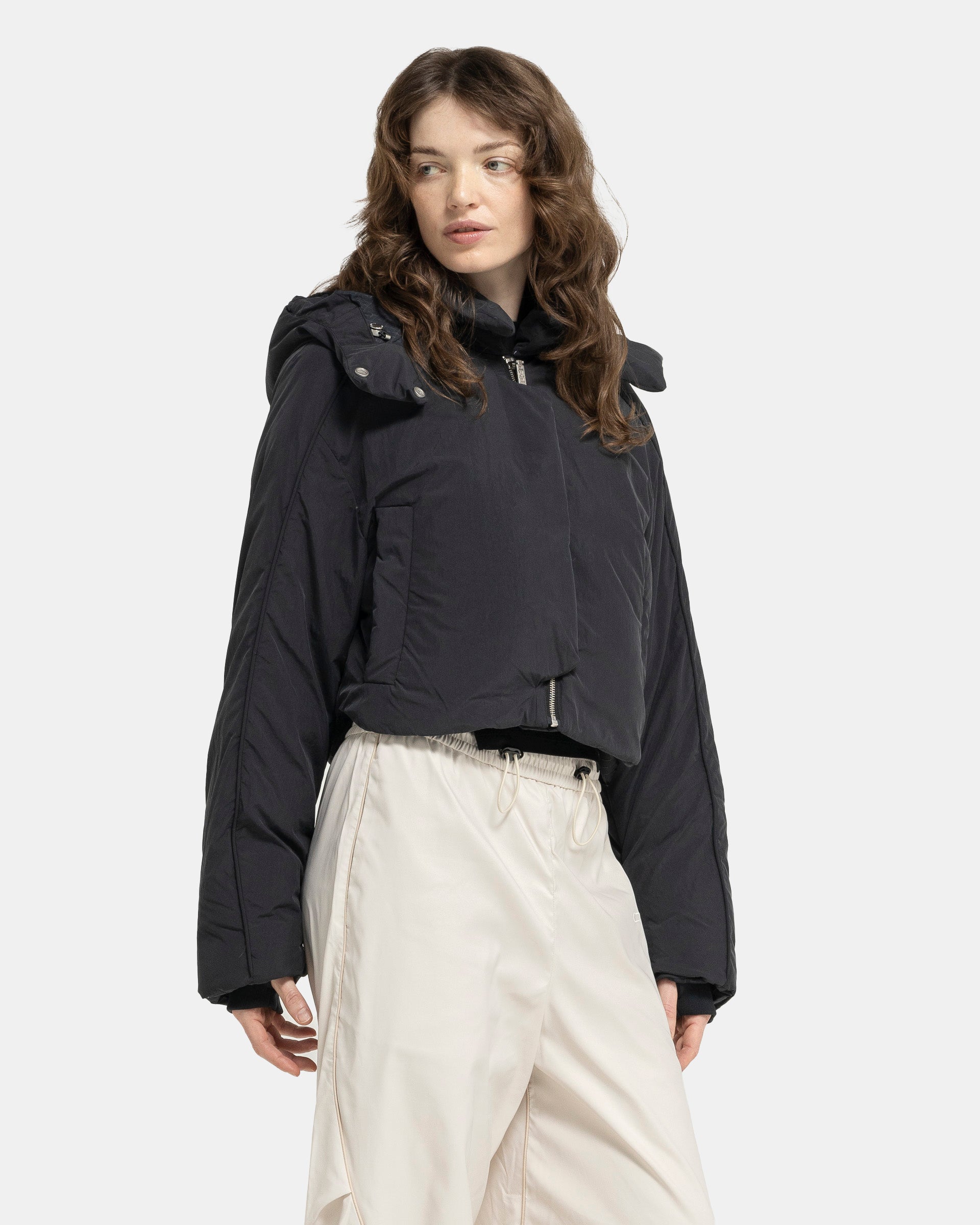 Re:Down Crop Puffer Jacket in Black