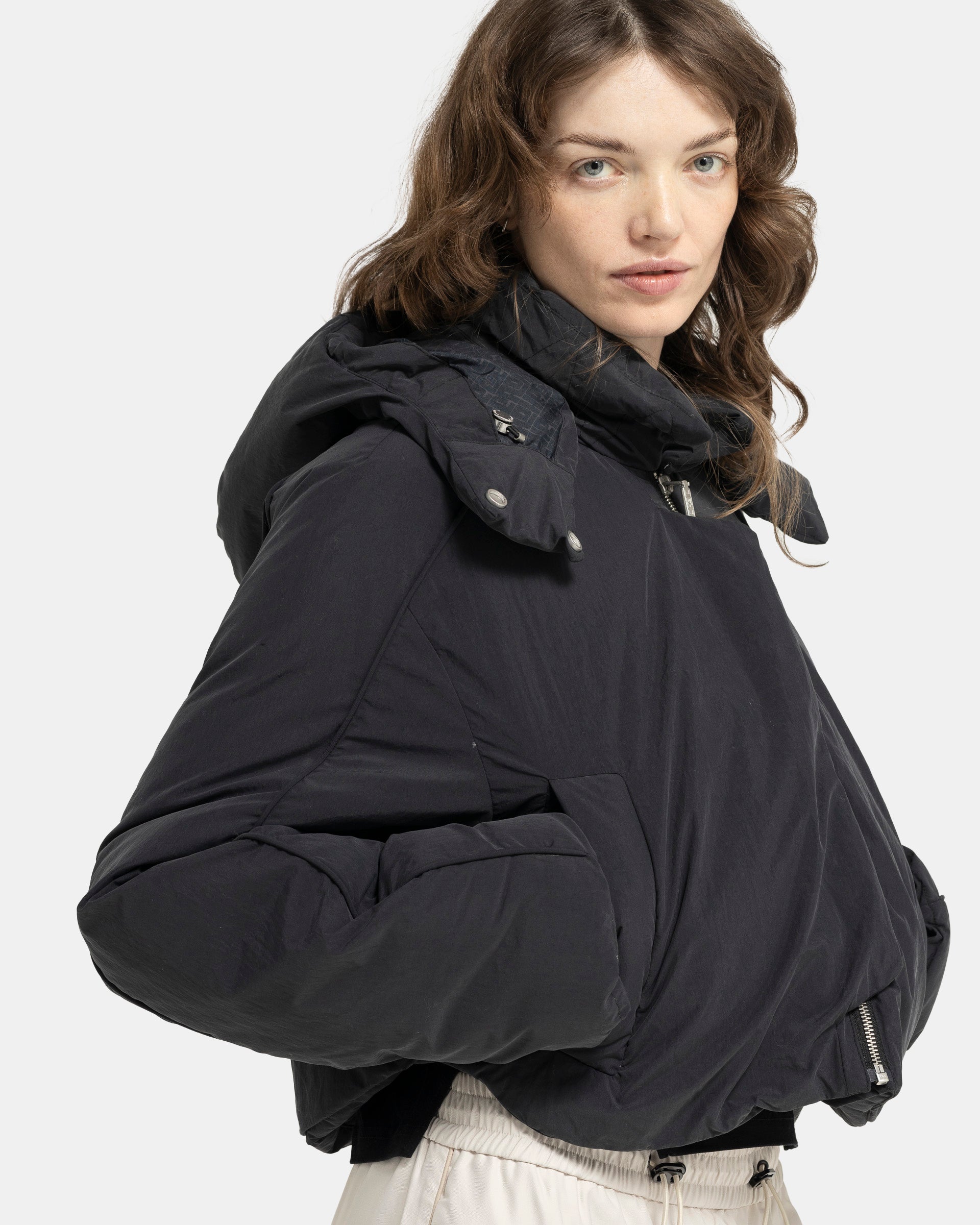 Re:Down Crop Puffer Jacket in Black