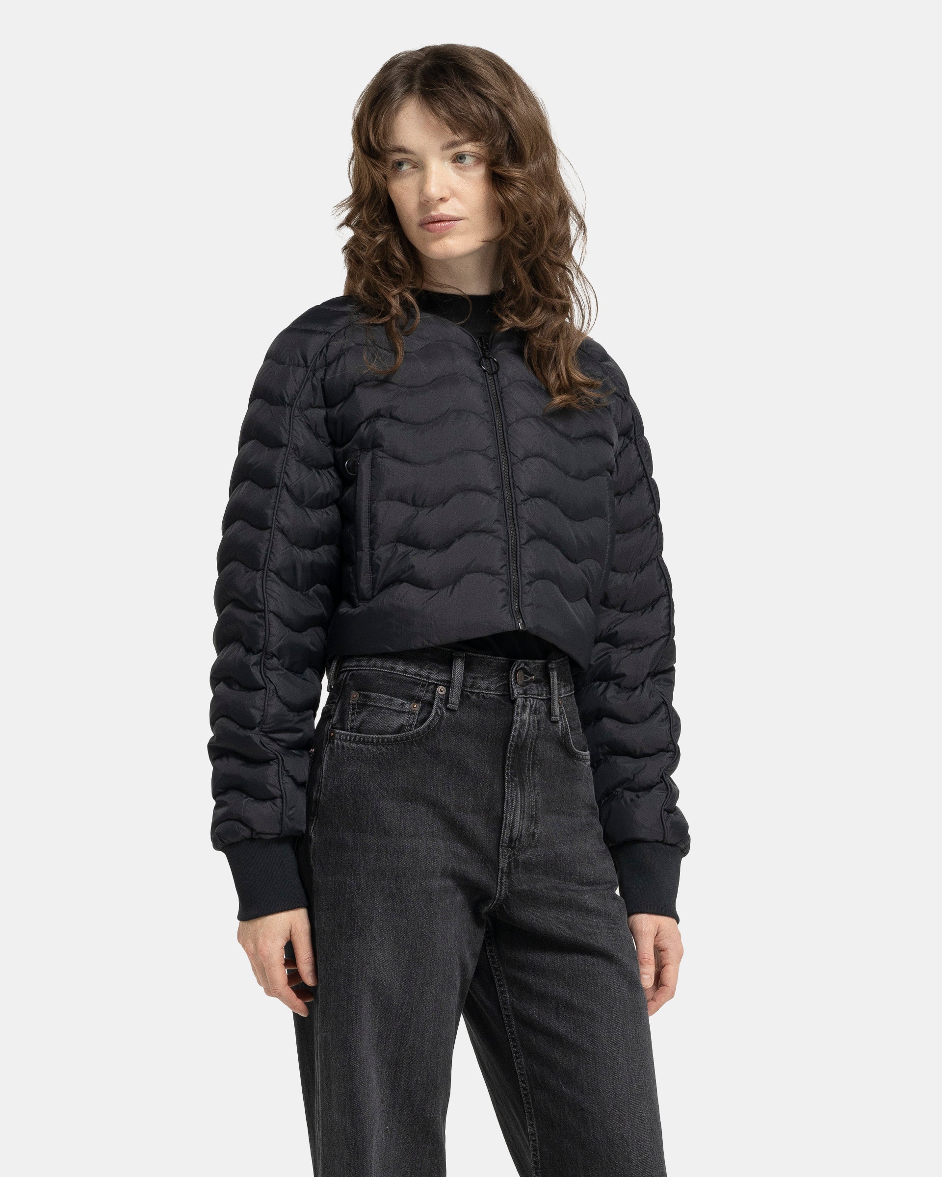 Re:Down Light Crop Puffer Jacket in Black