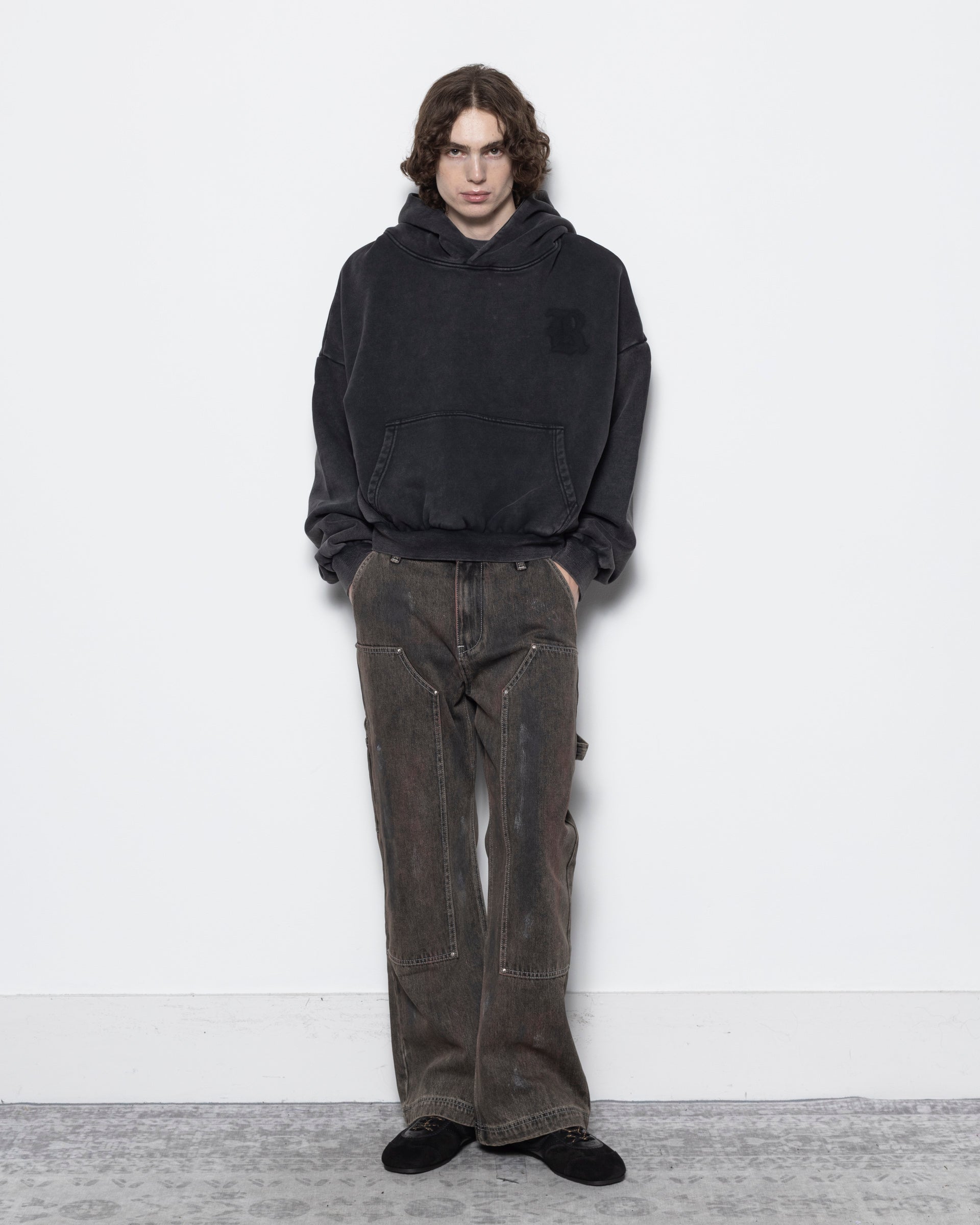 R Club Hoodie in Grey and Black