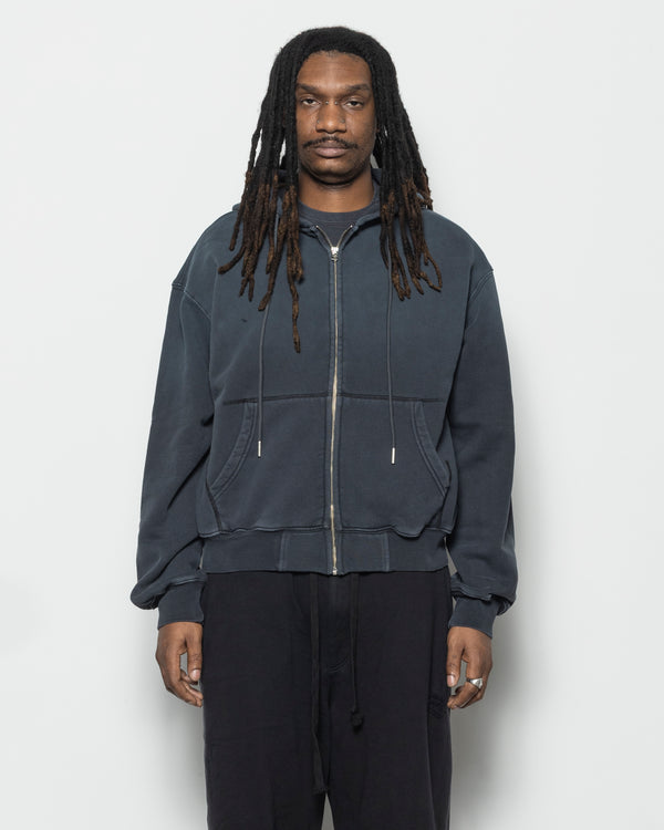 Zip up Hoodie in Vintage Black