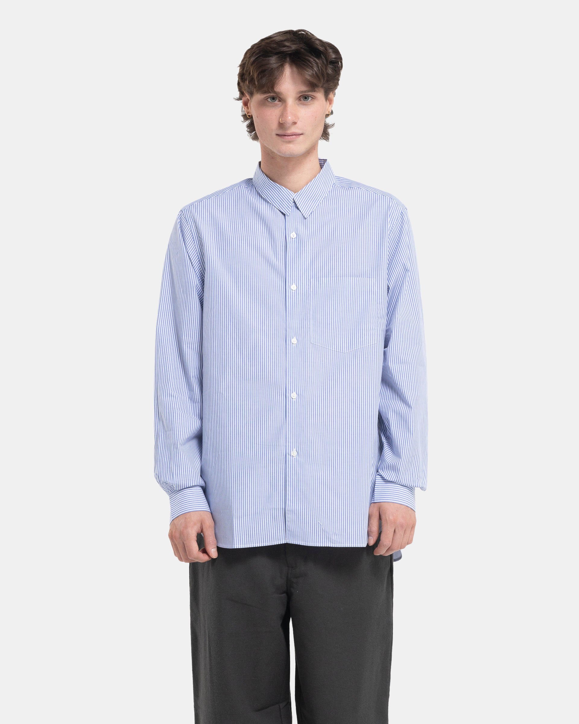 Regular Collar Shirt in Blue Stripe