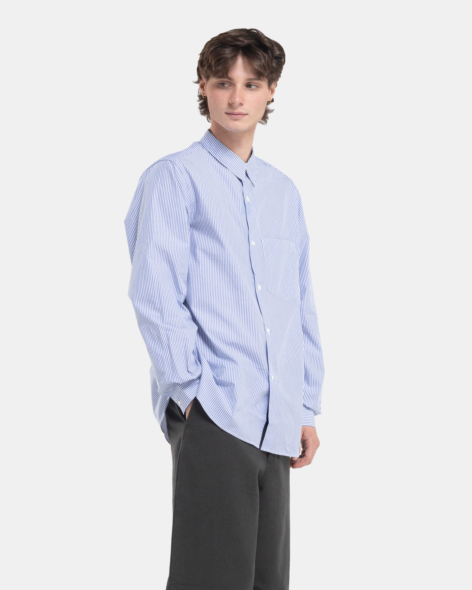 Regular Collar Shirt in Blue Stripe