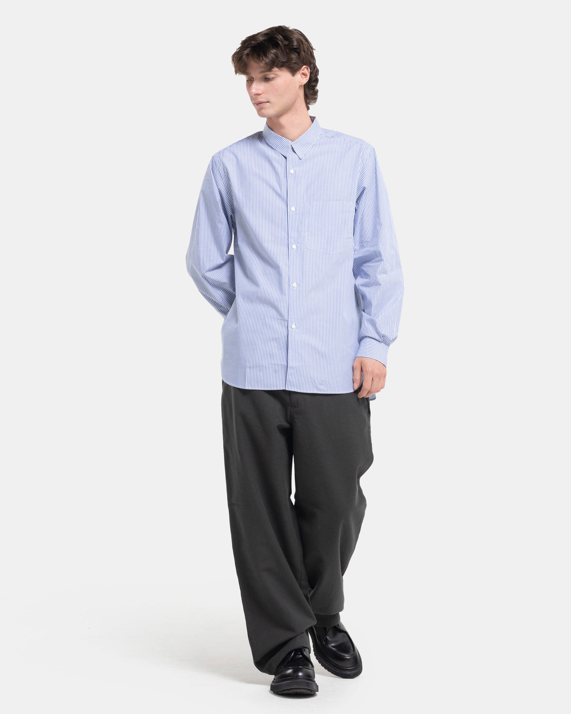 Regular Collar Shirt in Blue Stripe