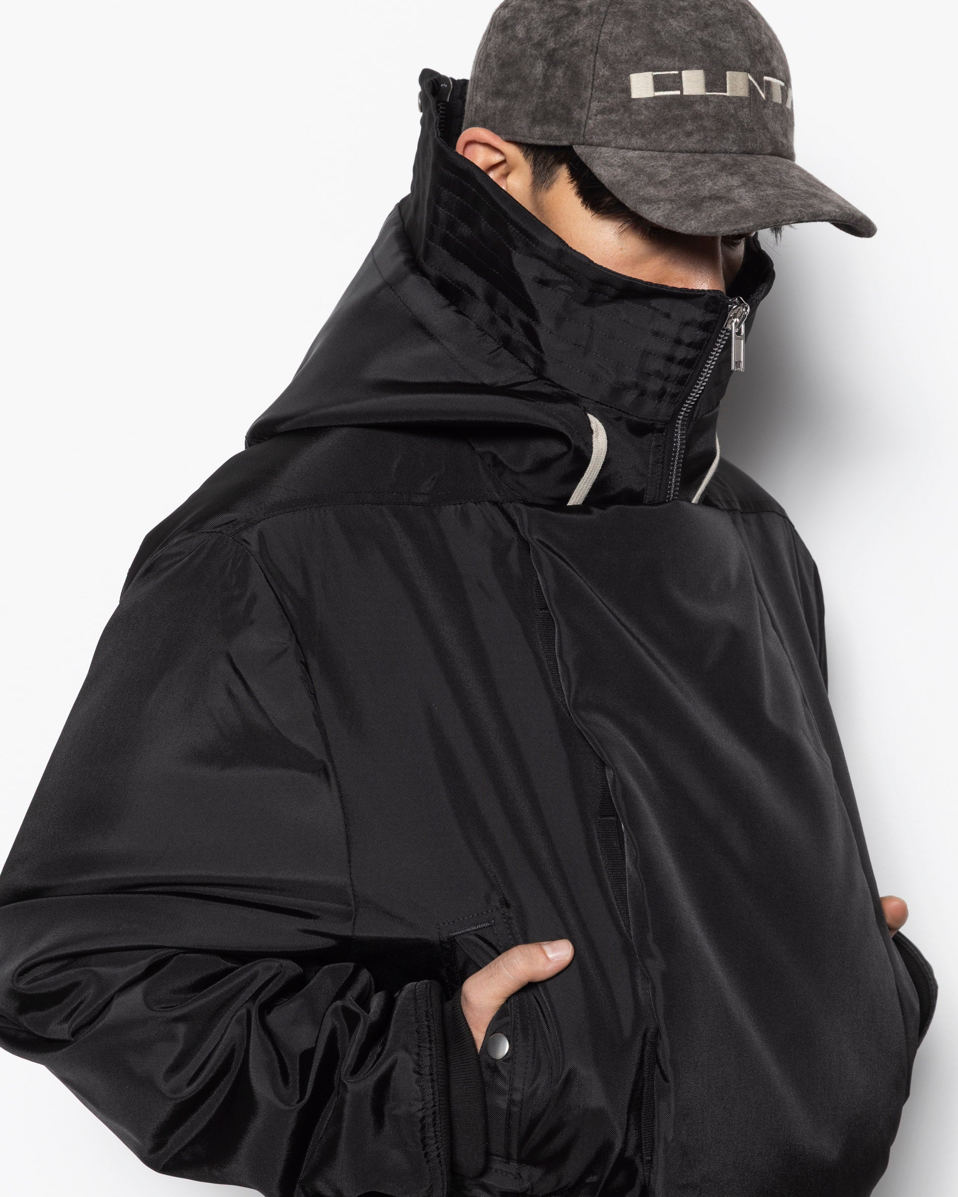 Rick Owens DRKSHW Cropped Alice Parka Jacket in Black | RODEN GRAY