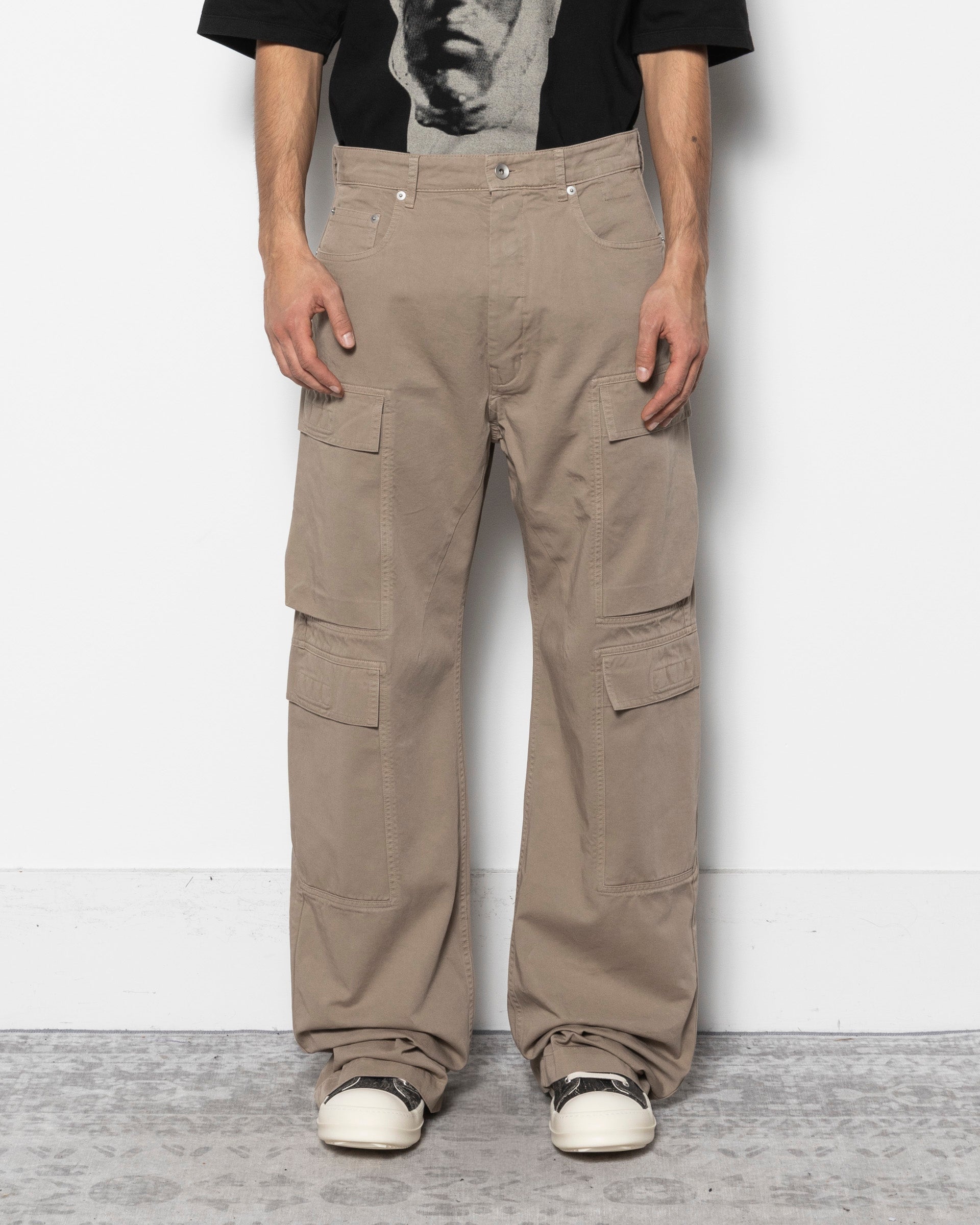 Rick Owens DRKSHW Double Cargo Pants in Dirty Pearl | RODEN GRAY