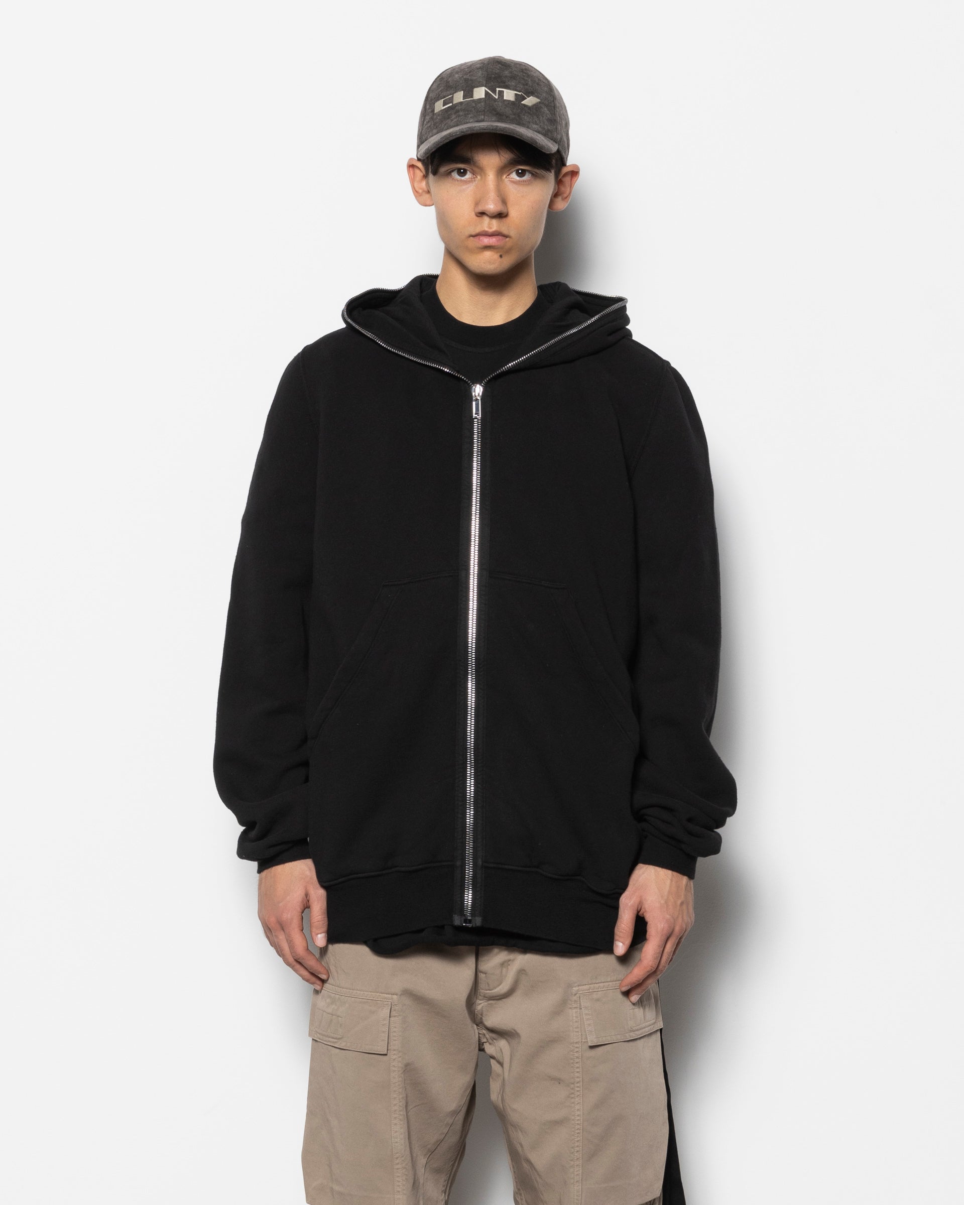 Jumbo Gimp Zip Hoodie in Black