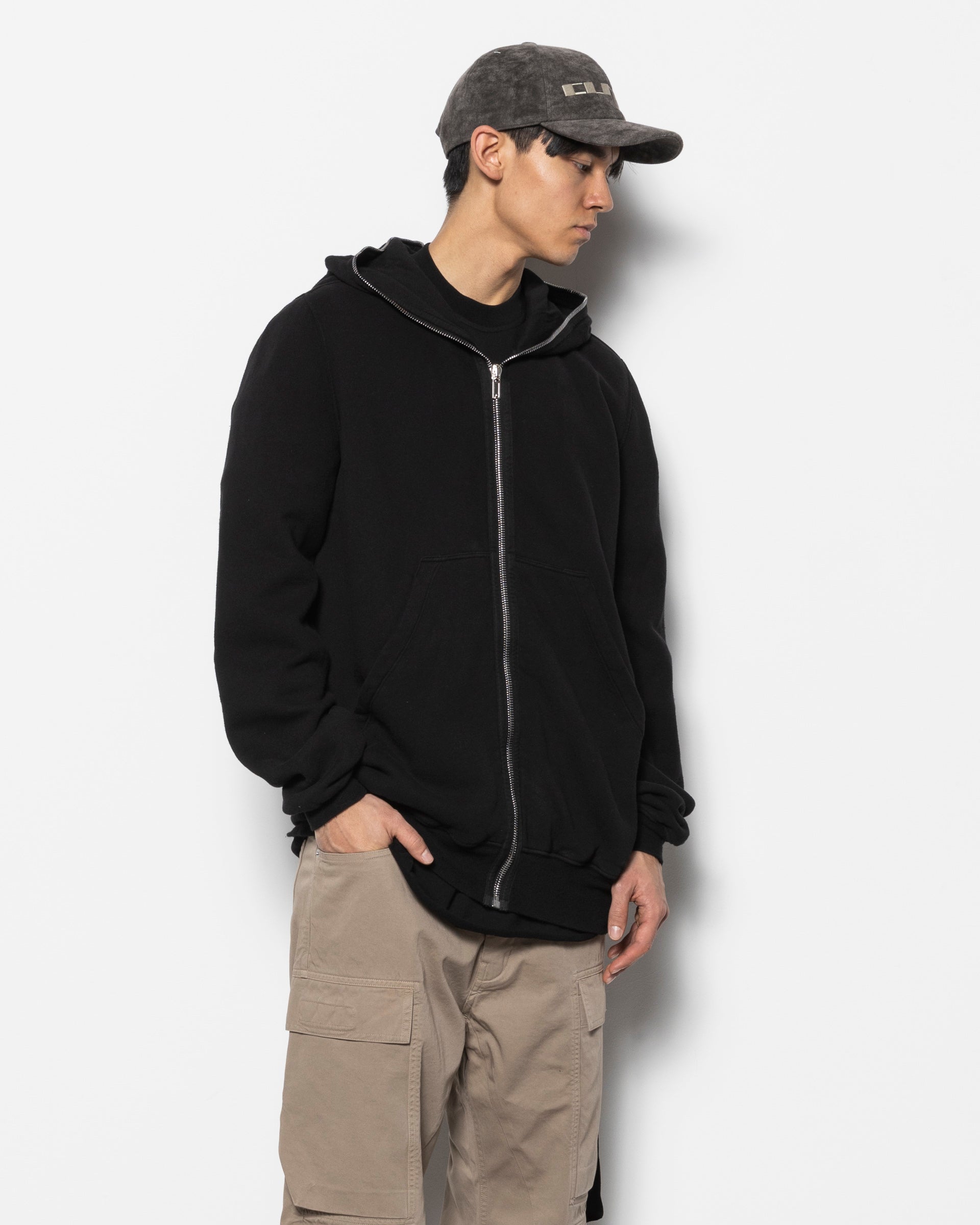 Jumbo Gimp Zip Hoodie in Black