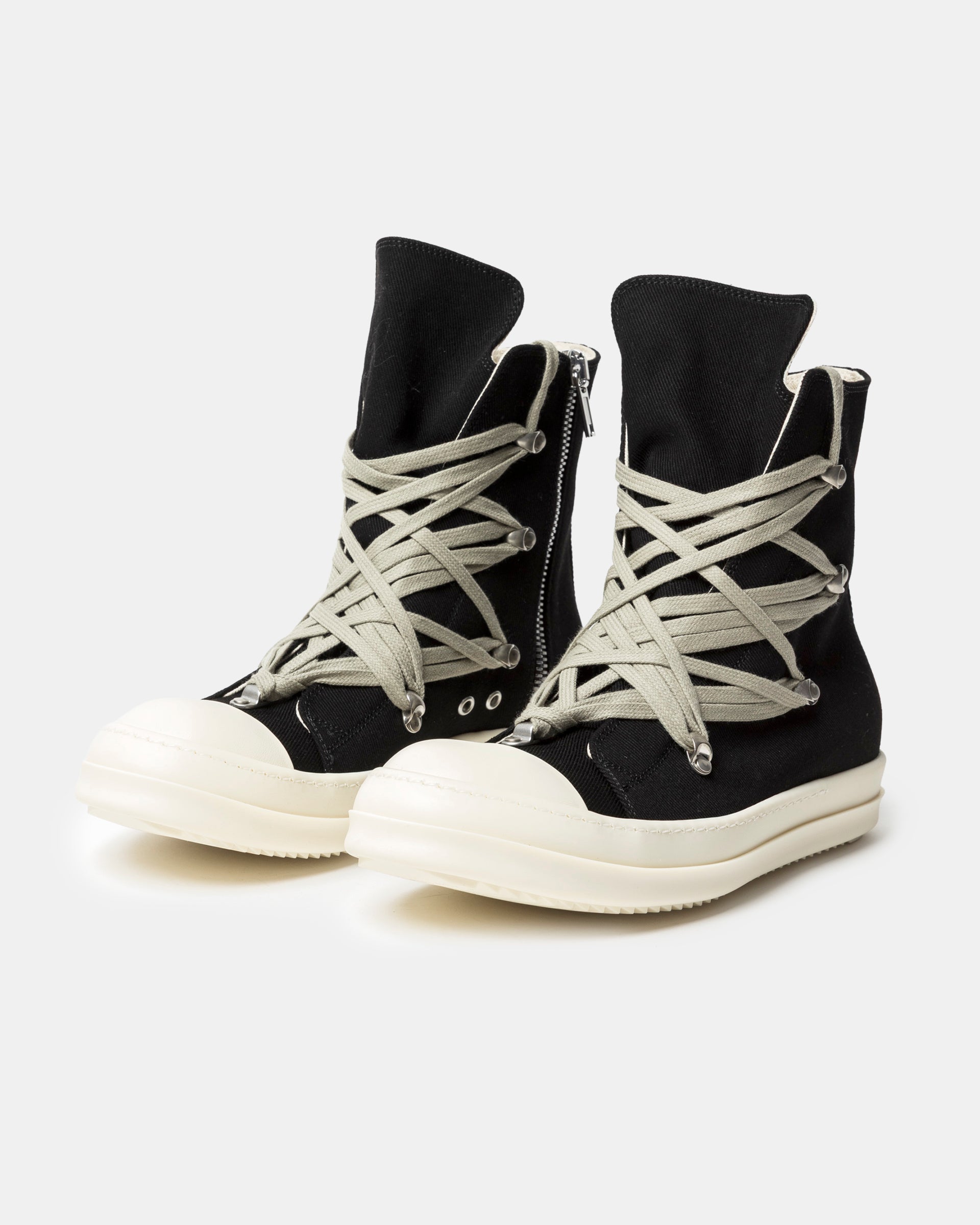 Megalaced High Top Sneakers in Black and Milk