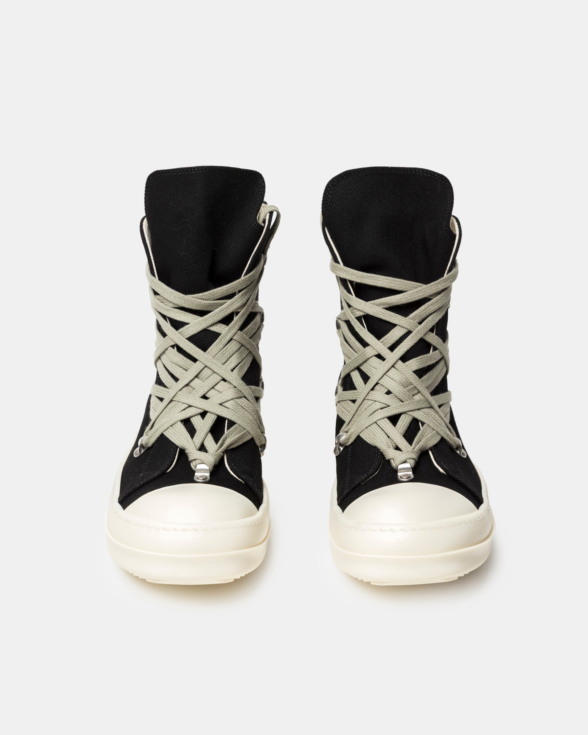 Megalaced High Top Sneakers in Black and Milk