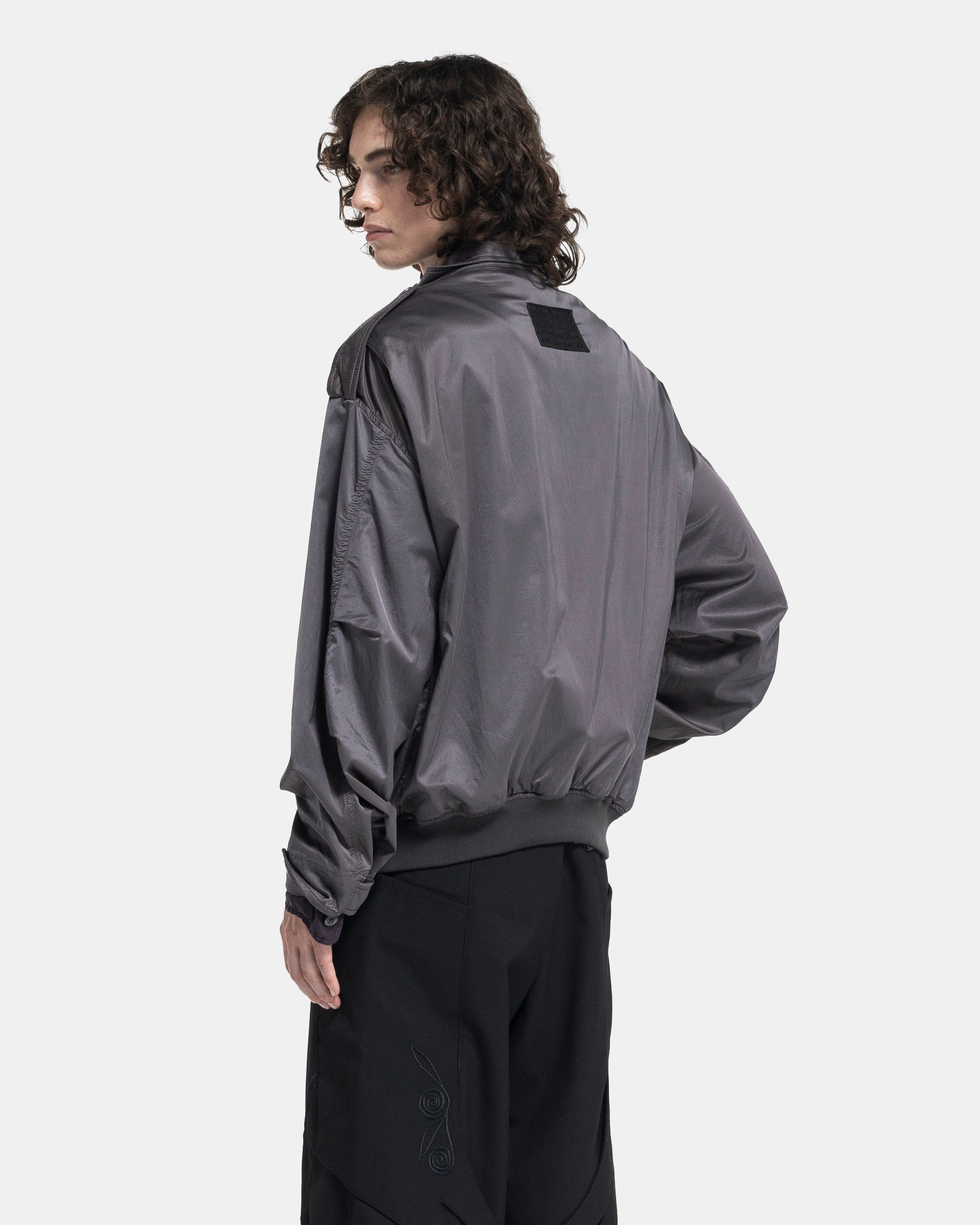 Satin Jacket in Mid Grey