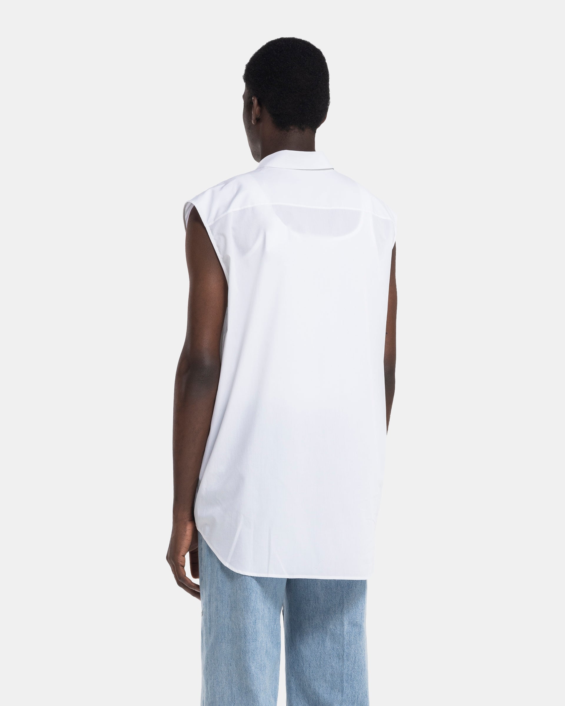 Sleeveless Oversized Shirt in White