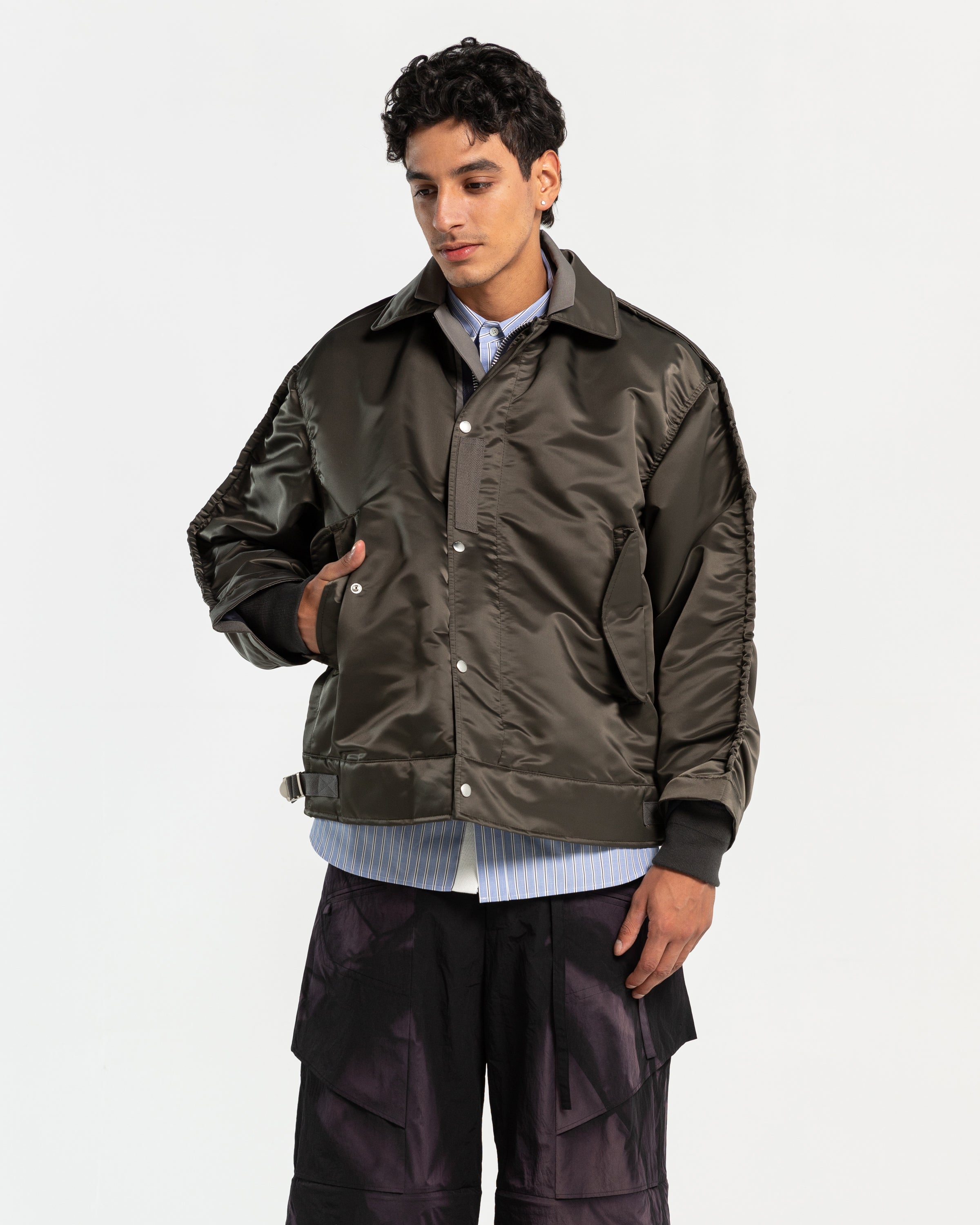 Nylon Twill Blouson in Khaki