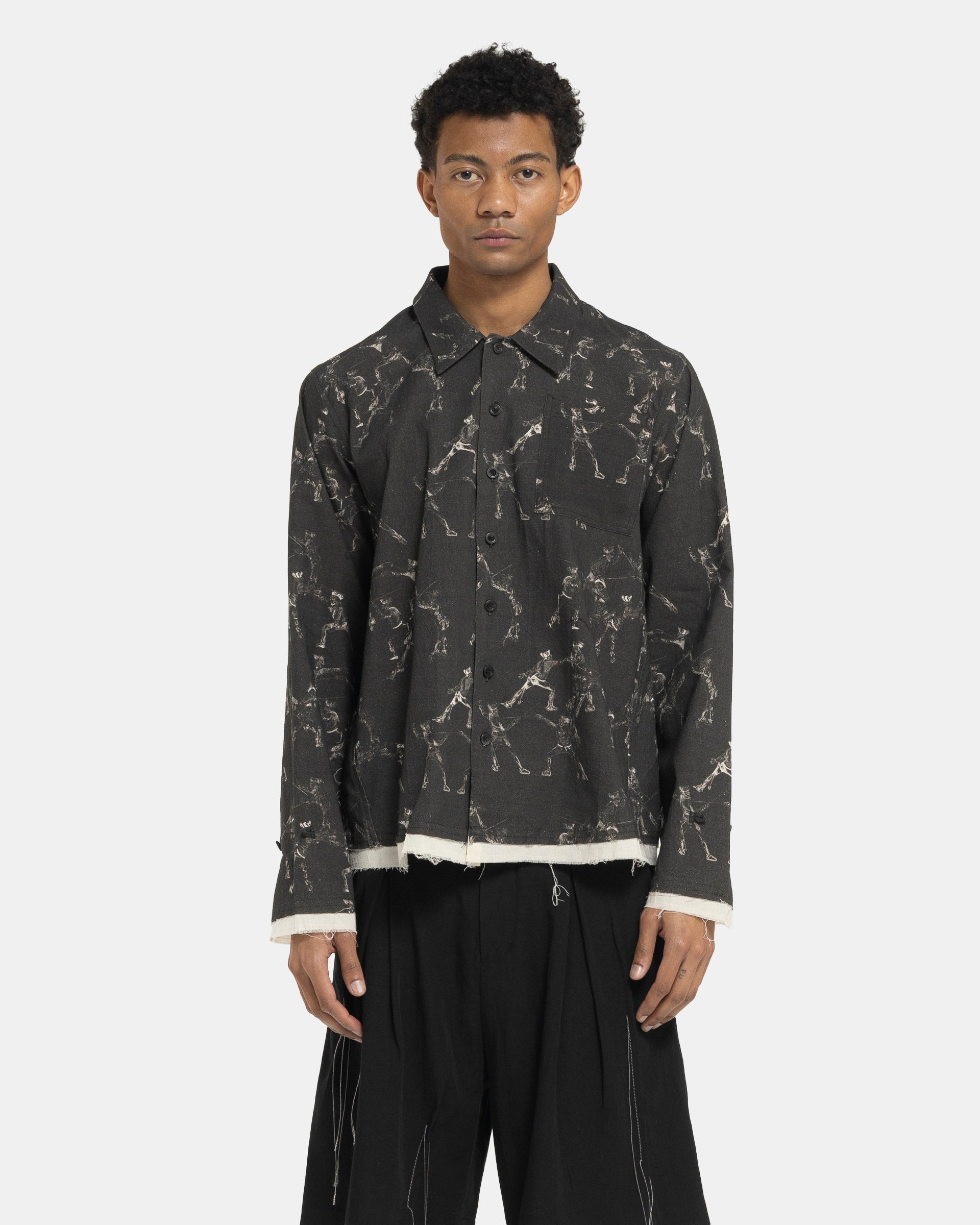 Seasonal Print Shirt in Black