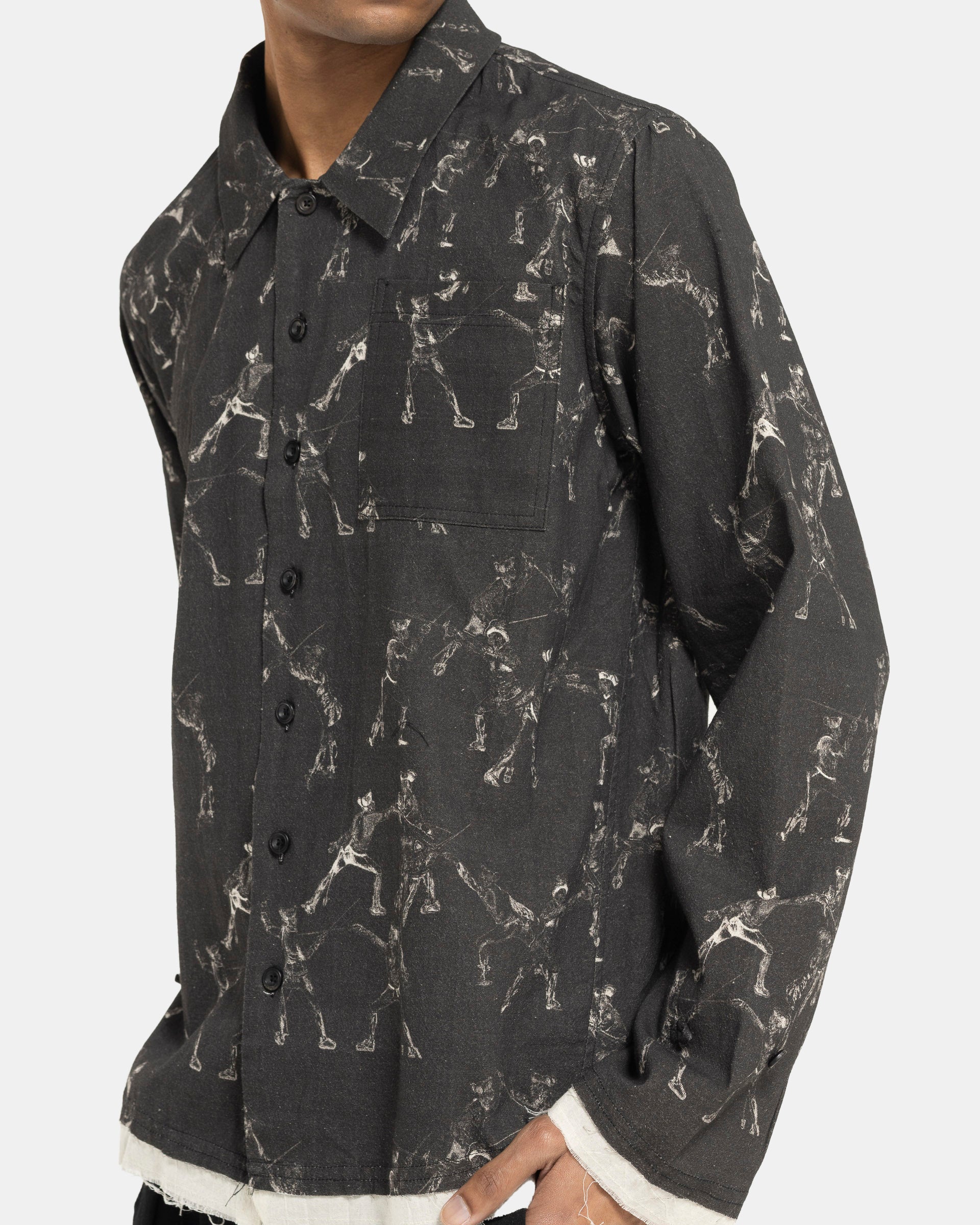 Seasonal Print Shirt in Black