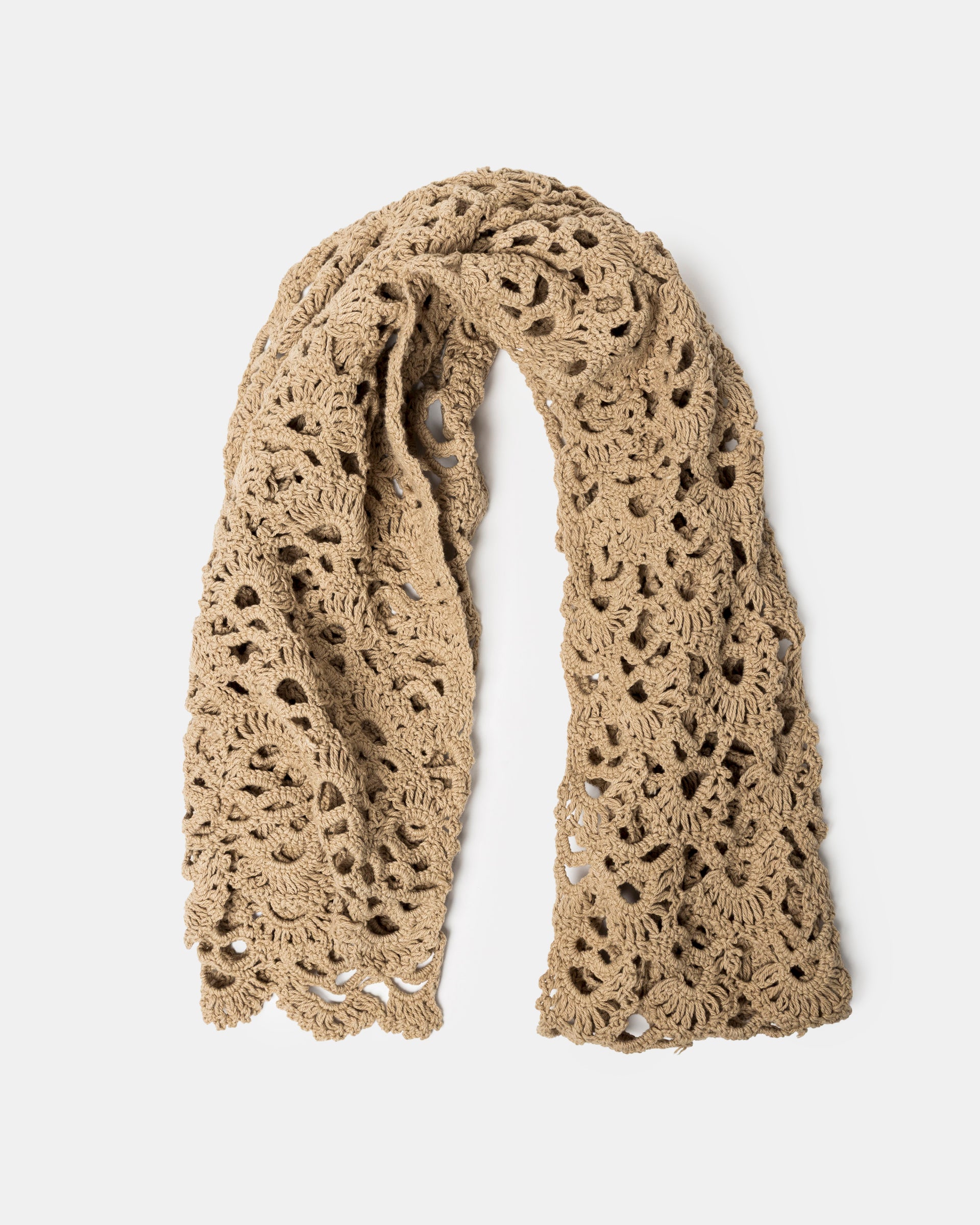 Crochet Scarf in Beige