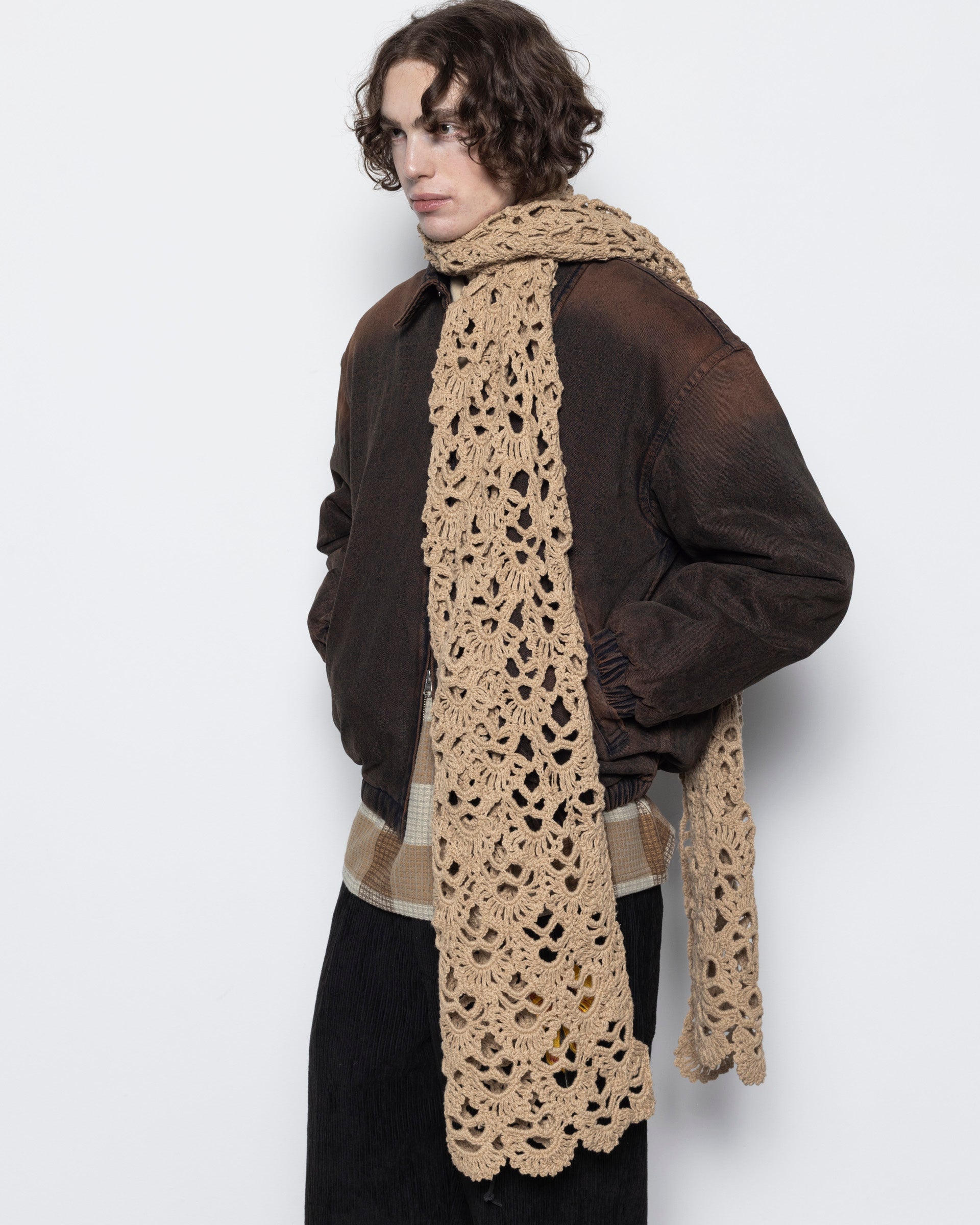 Crochet Scarf in Beige