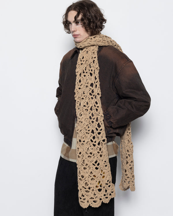 Crochet Scarf in Beige