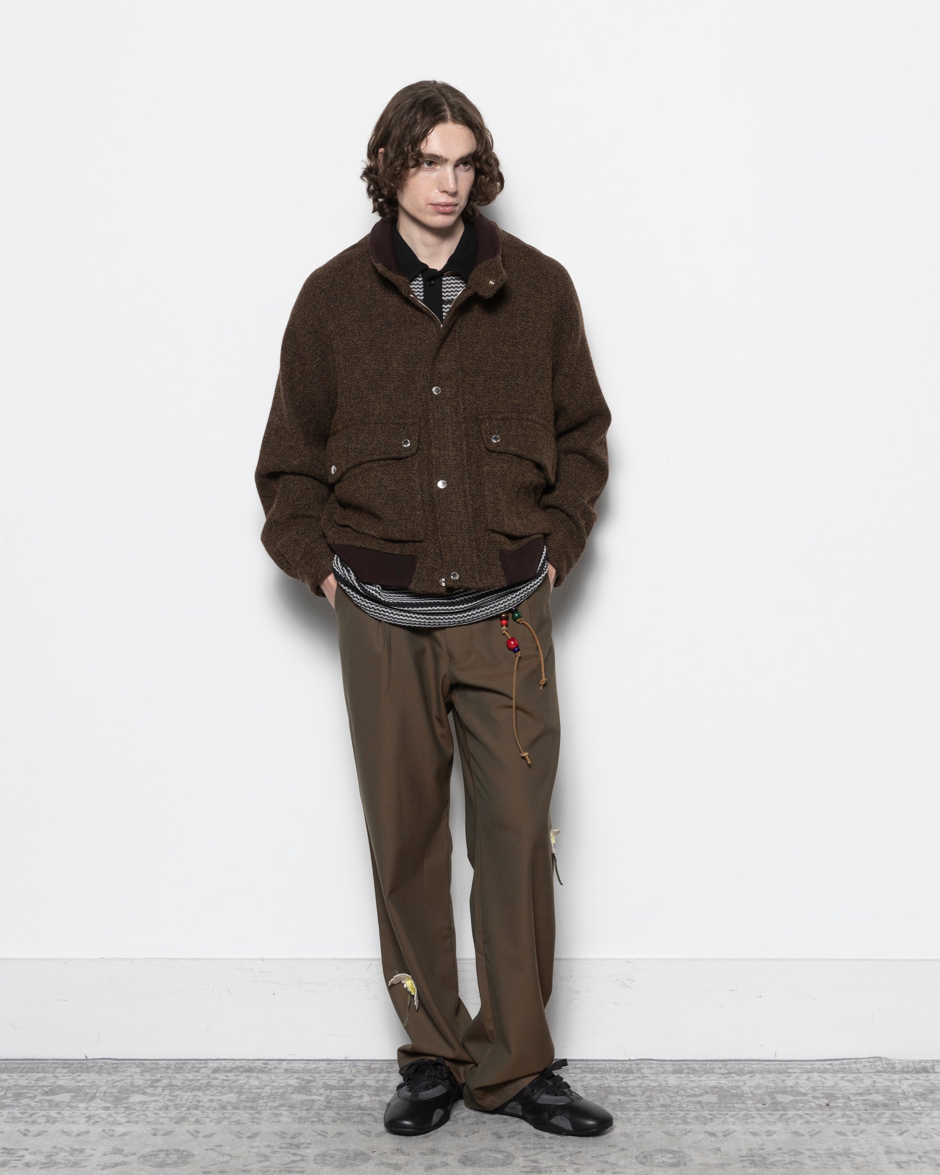 Loose Pleated Pant in Brown