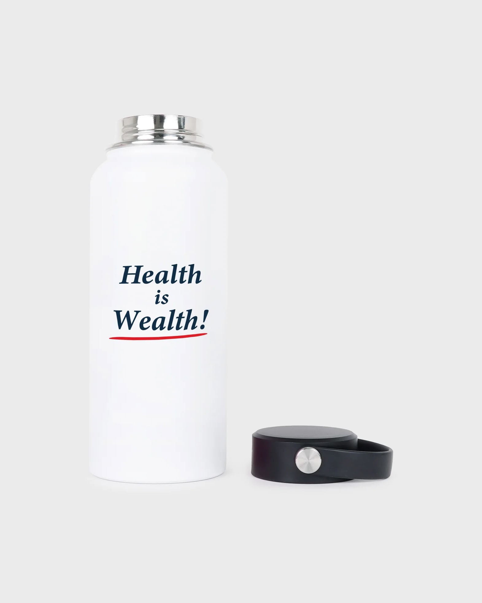 Health is Wealth Bottle in White