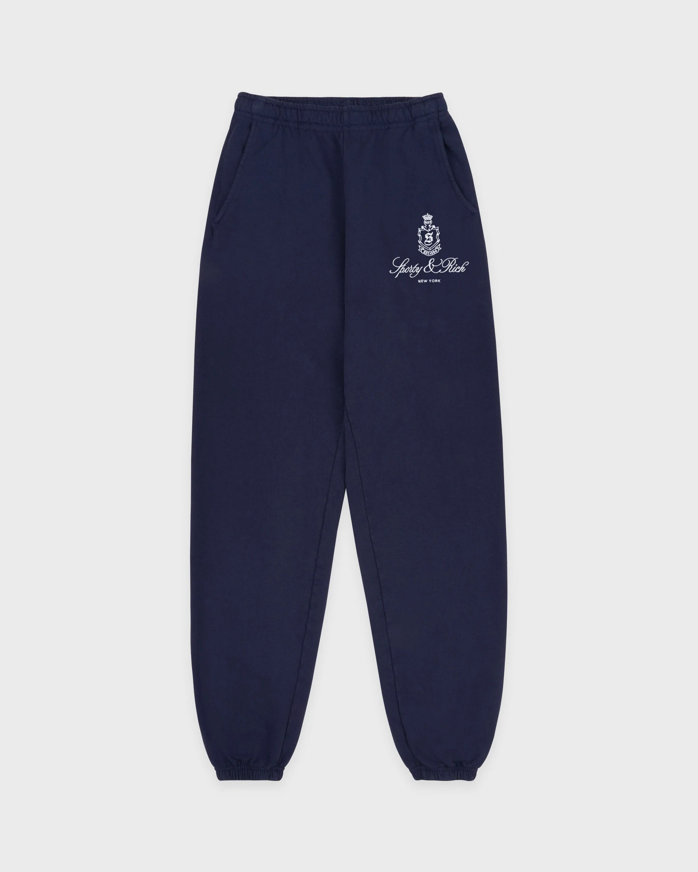 Vendome Embroidered Sweatpant in Dark Navy