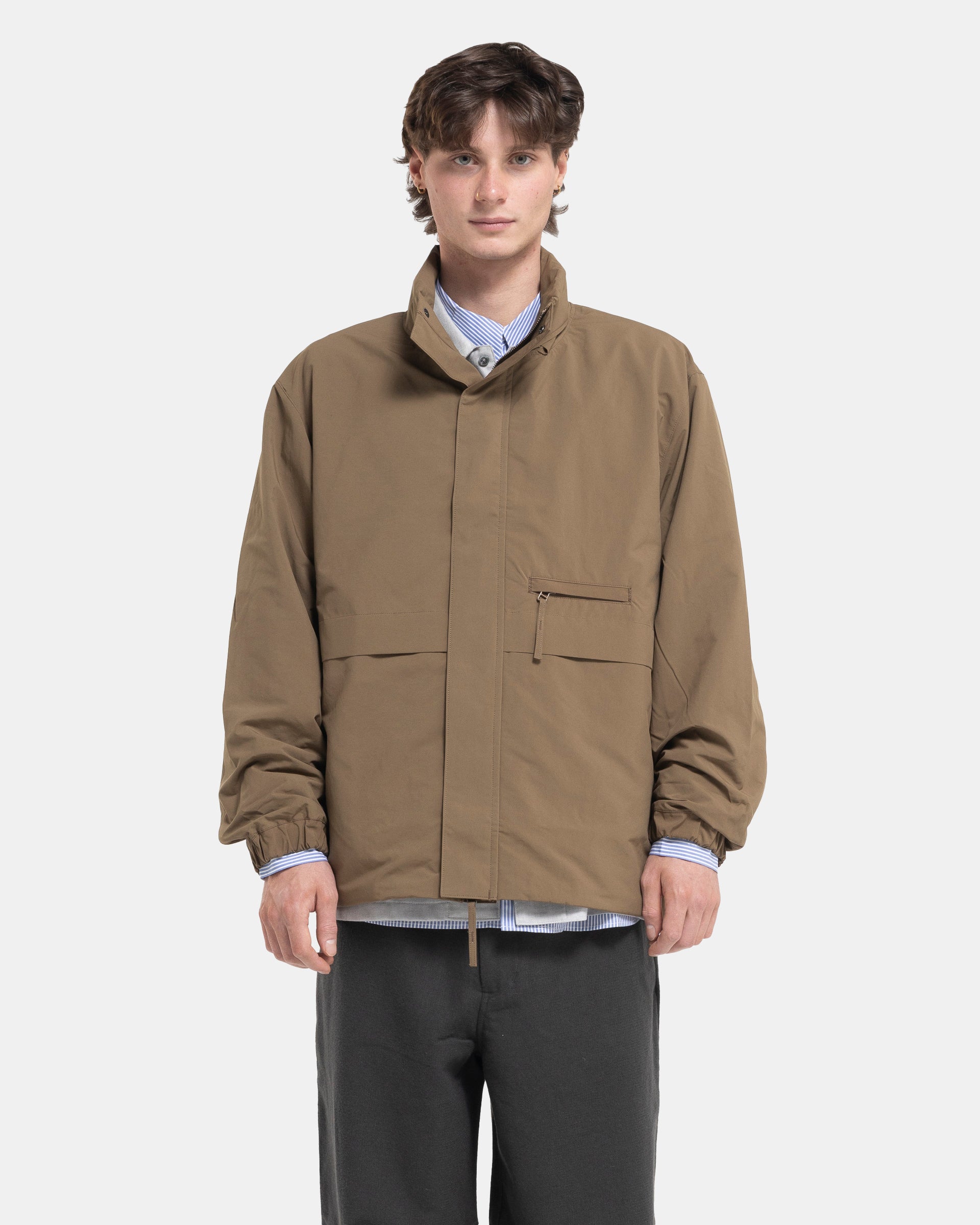 Stand Collar Field Jacket in Camel