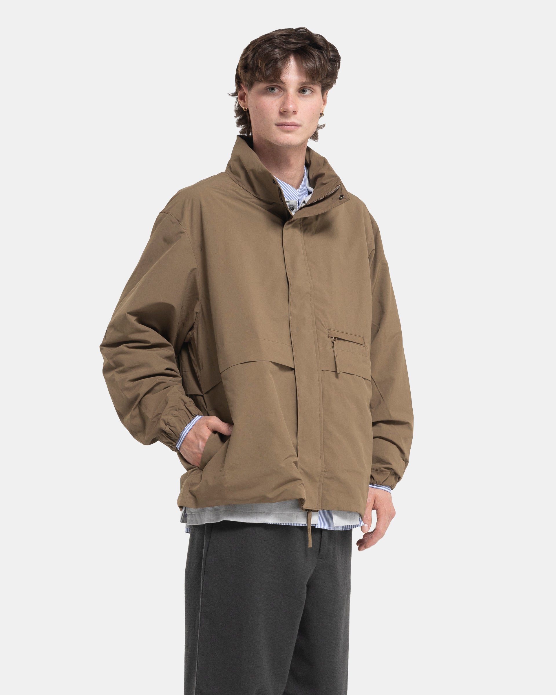 Stand Collar Field Jacket in Camel