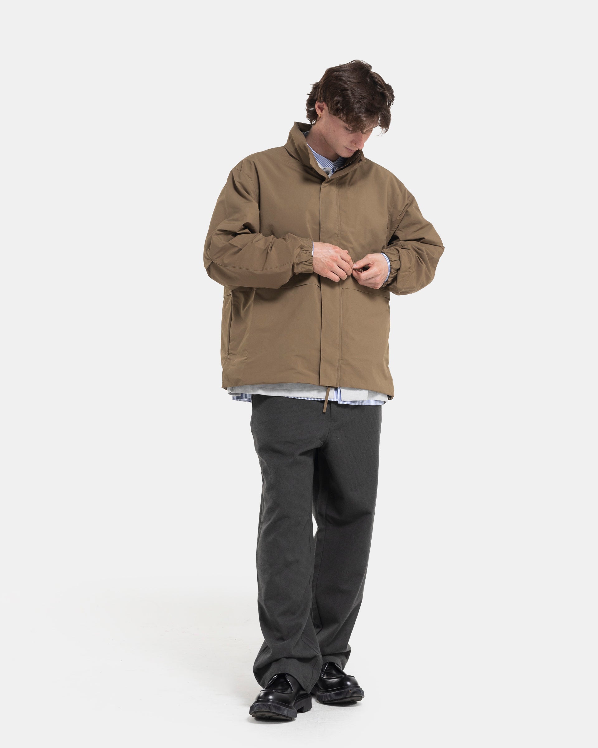 Stand Collar Field Jacket in Camel