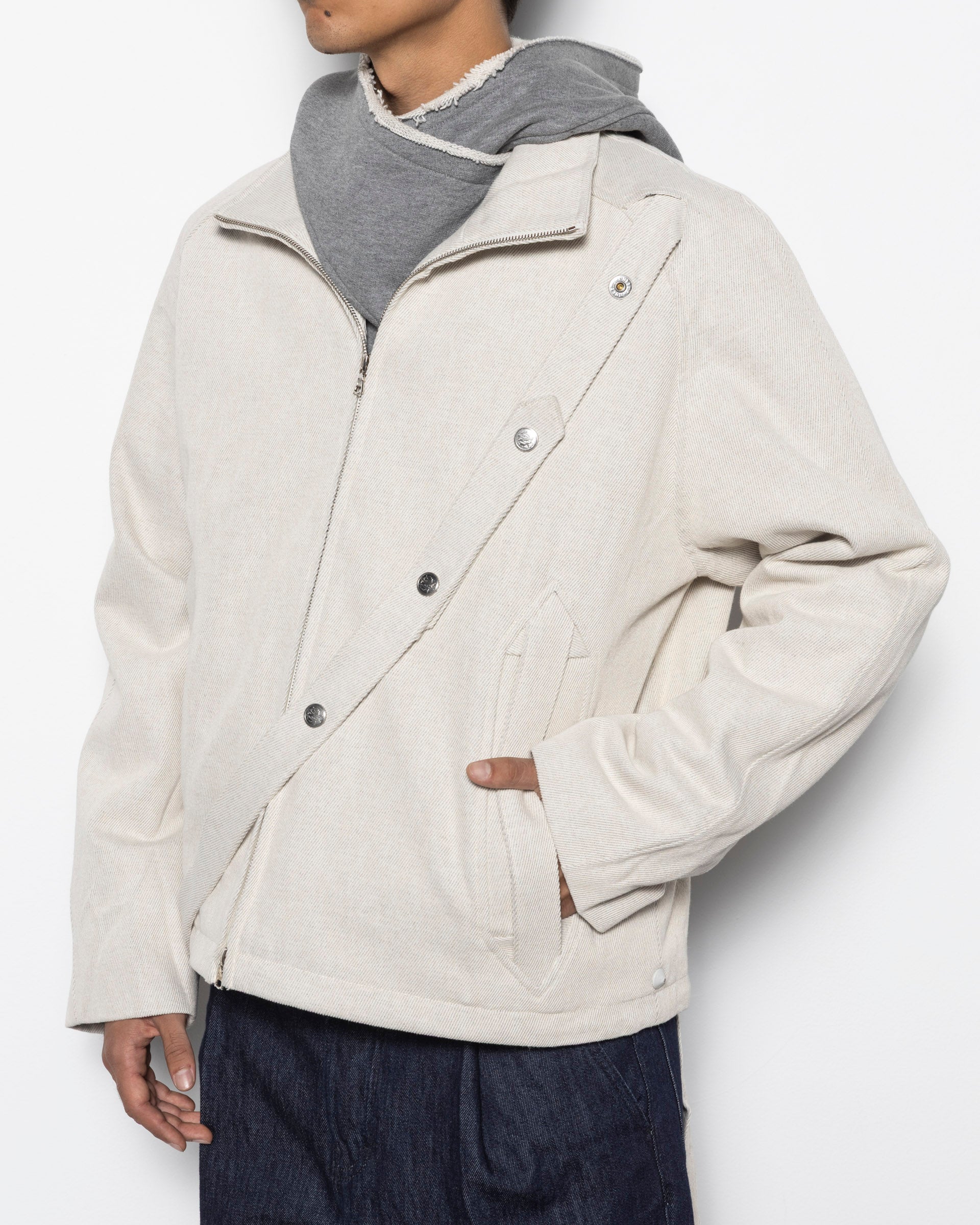 Strap Ribbon Athlete's Jacket in Egg Shell