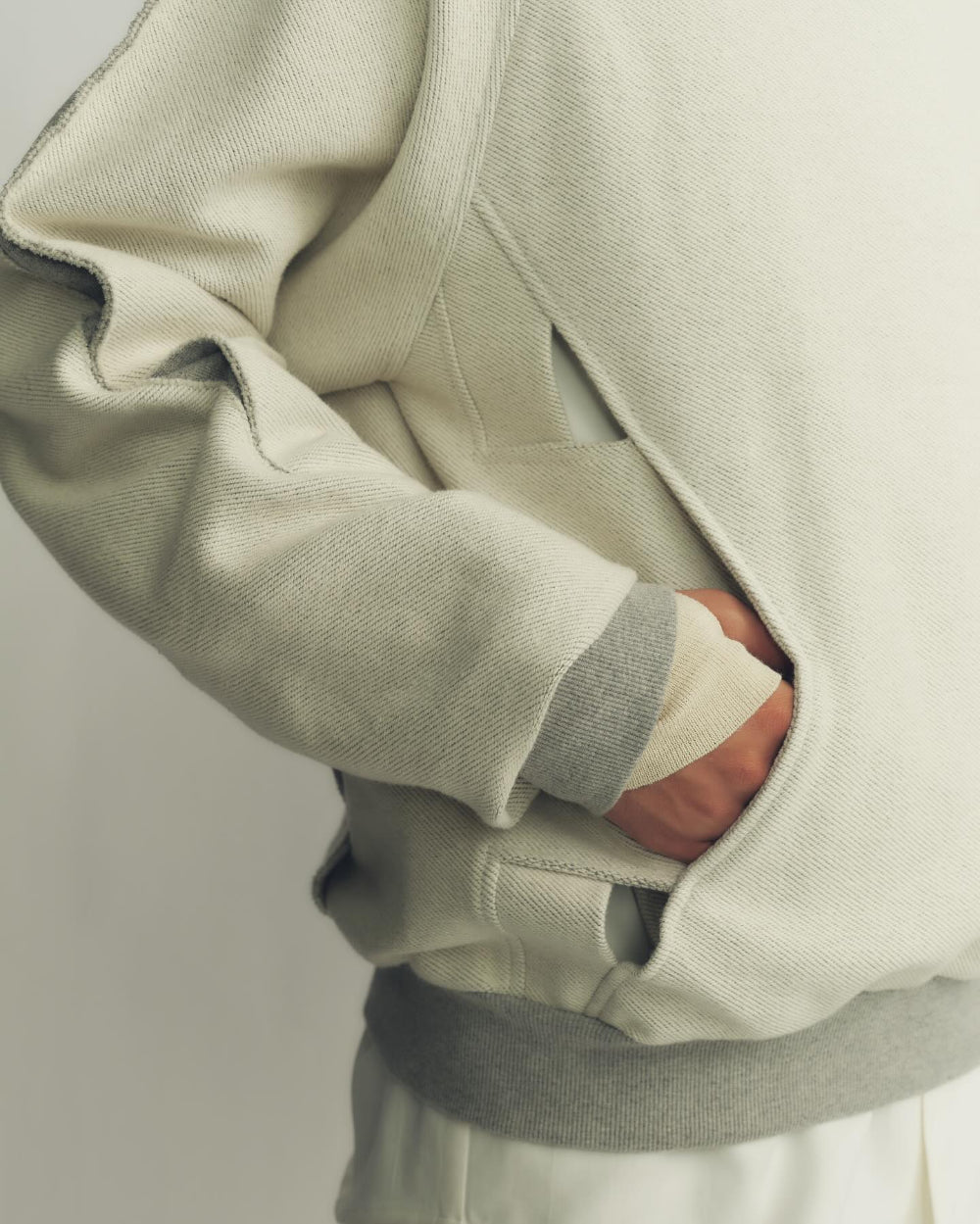 Nullus Strap Ribbon Athlete's Jacket in Egg Shell