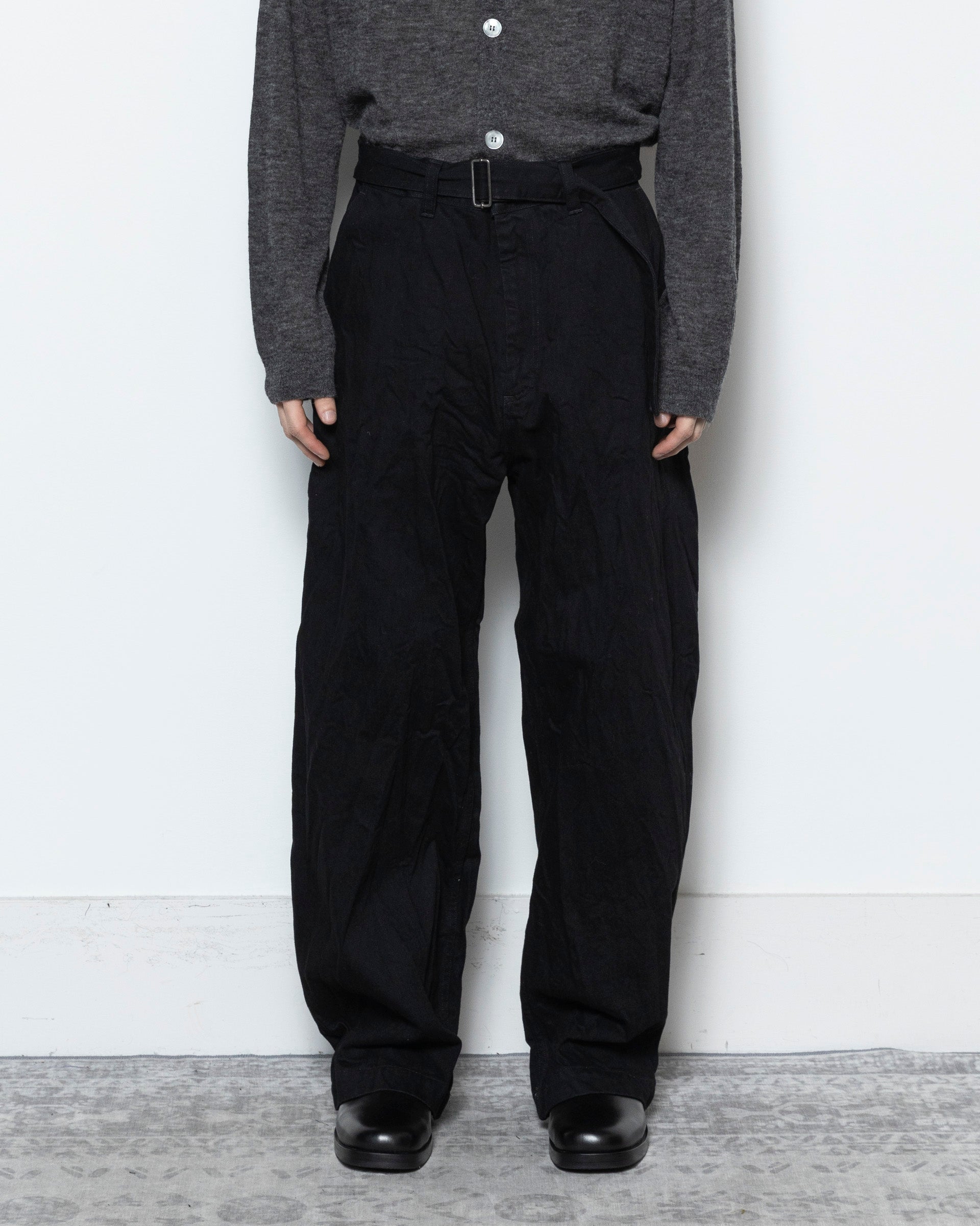 Cahun Crinkle Denim Pants in Black