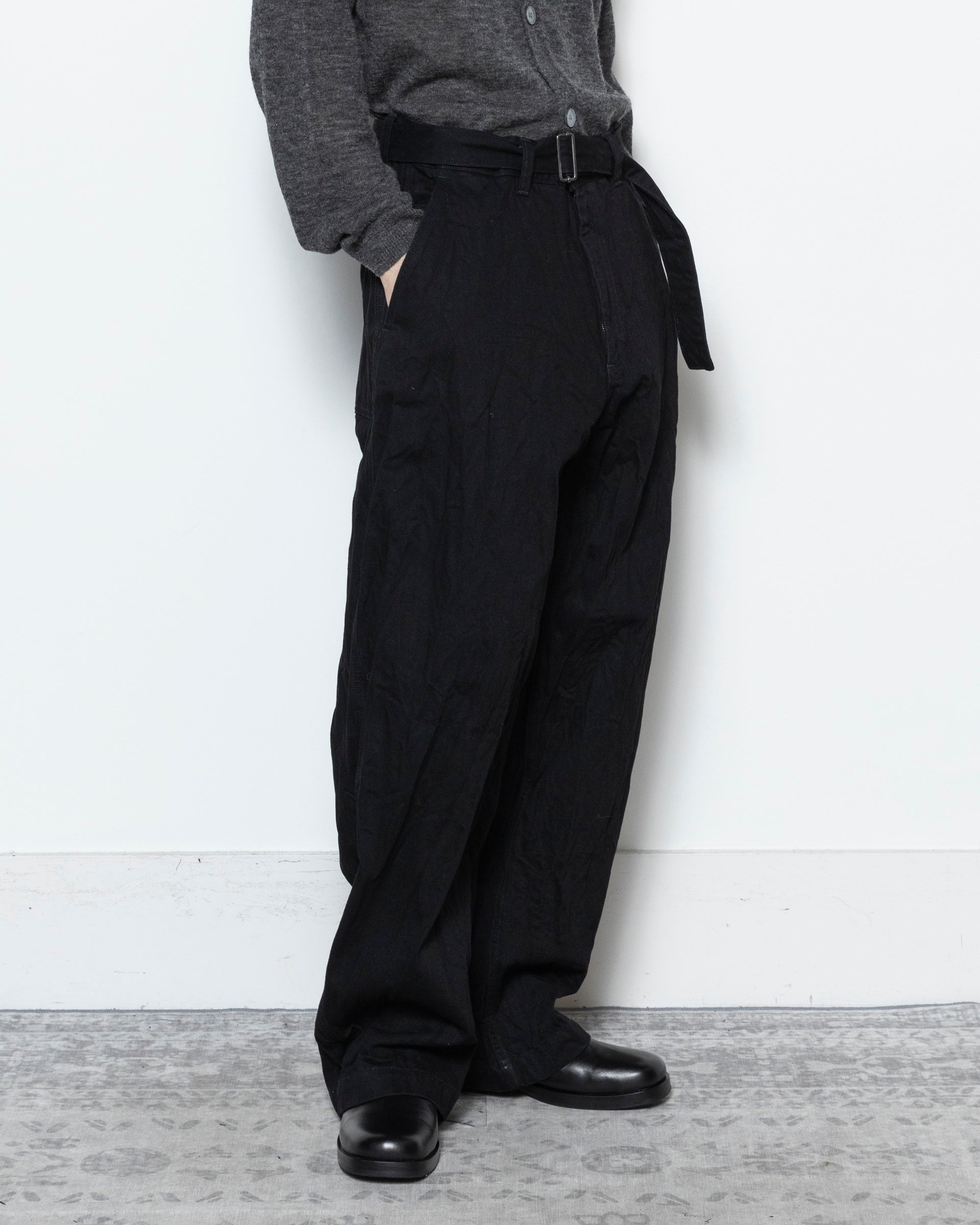 Cahun Crinkle Denim Pants in Black