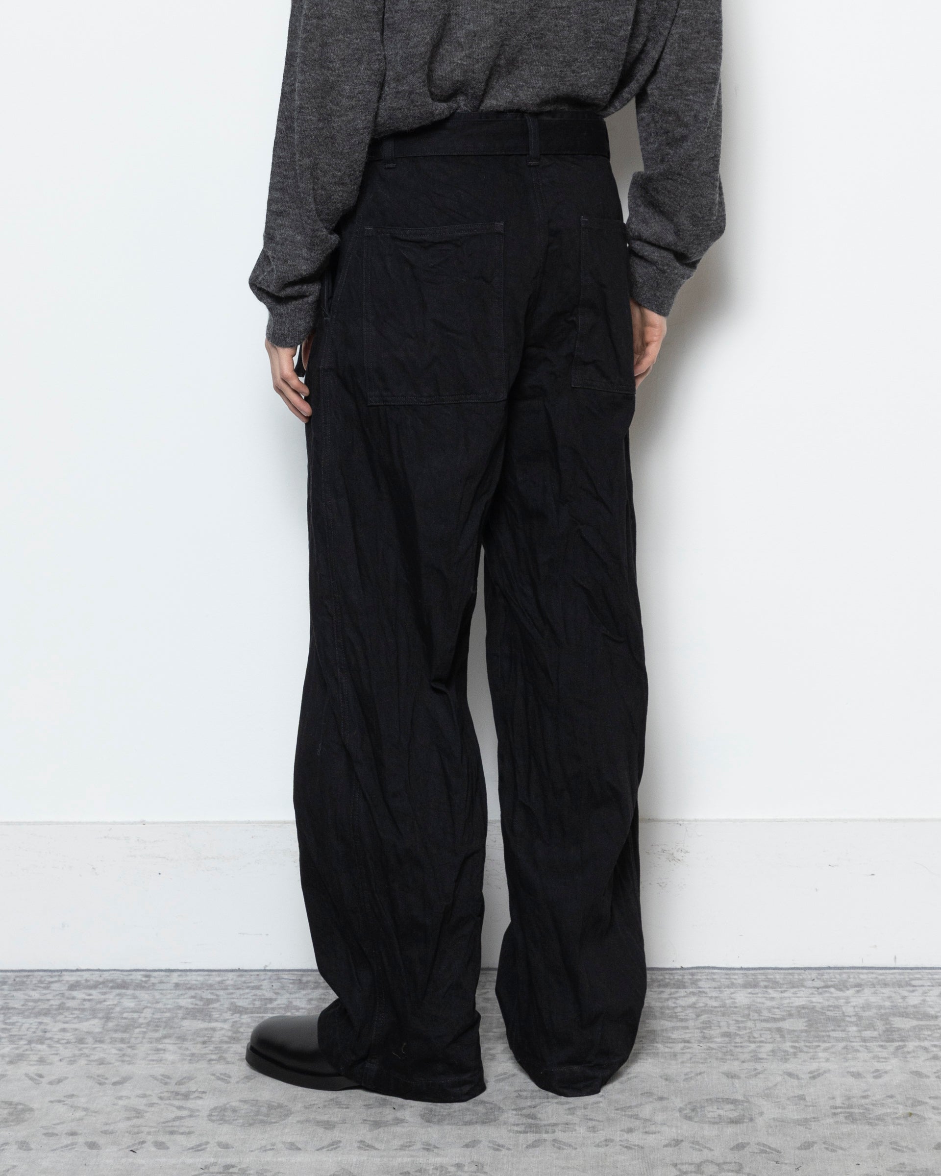 Cahun Crinkle Denim Pants in Black