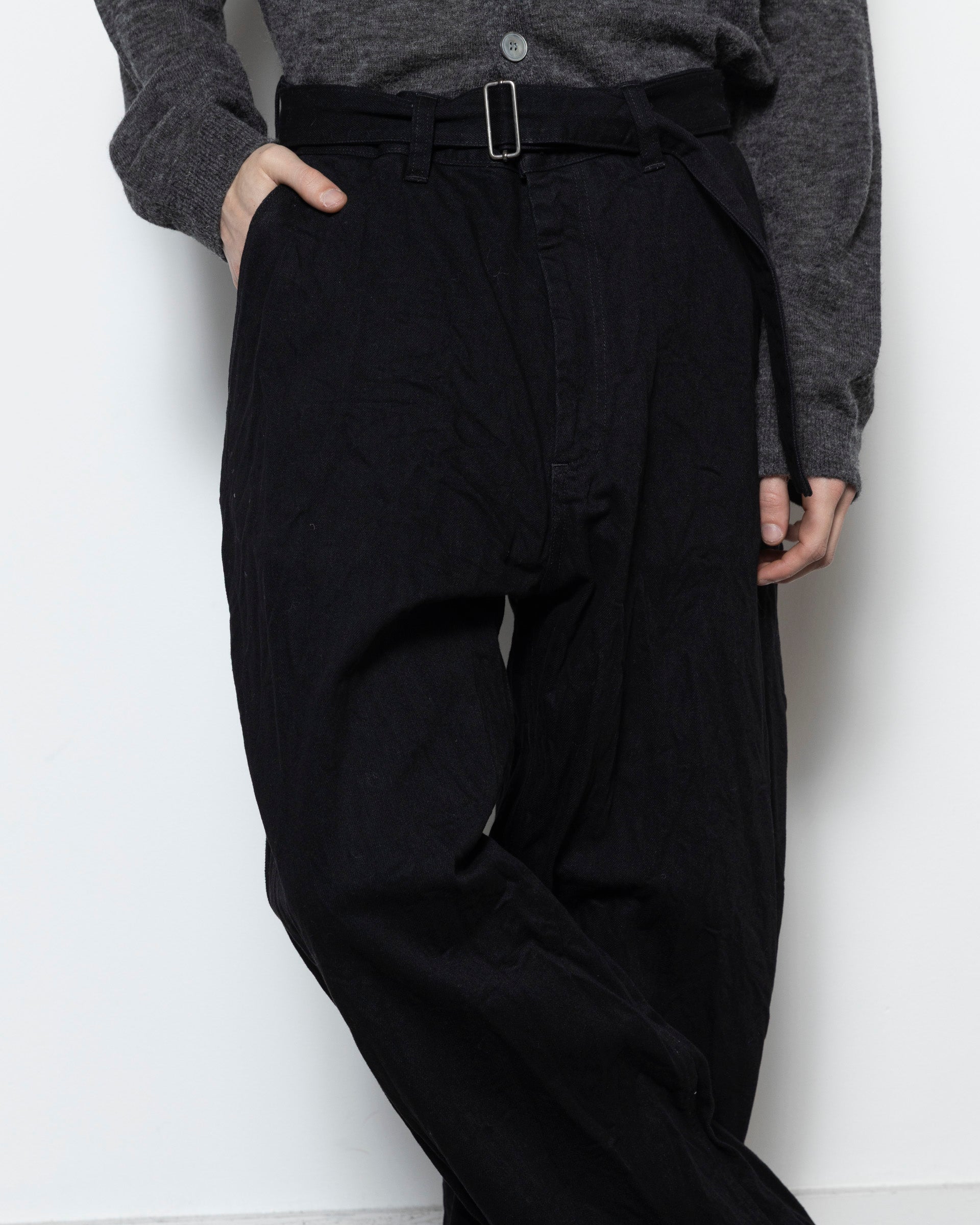 Cahun Crinkle Denim Pants in Black