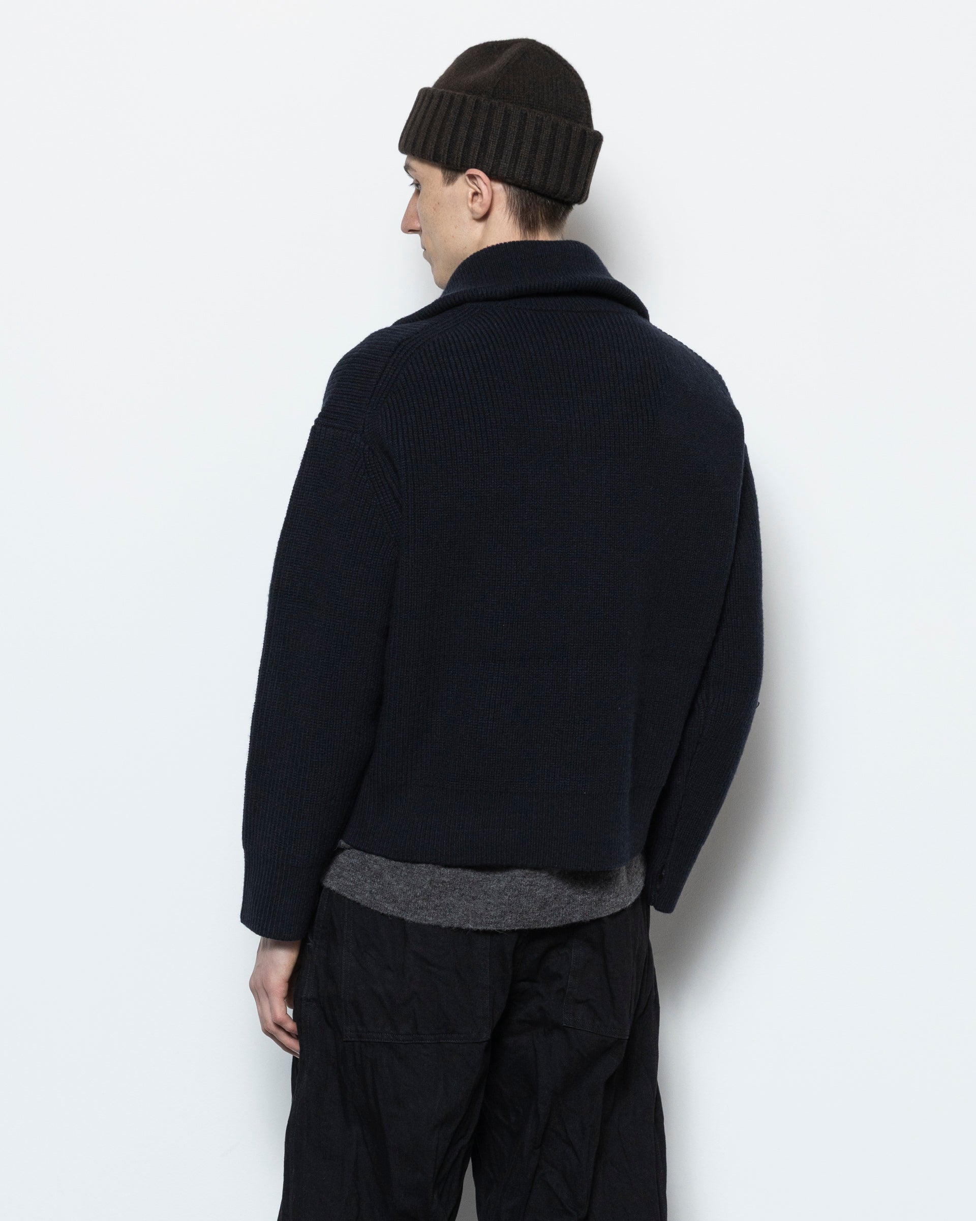 Sandos Knit Zip in Darkest Navy