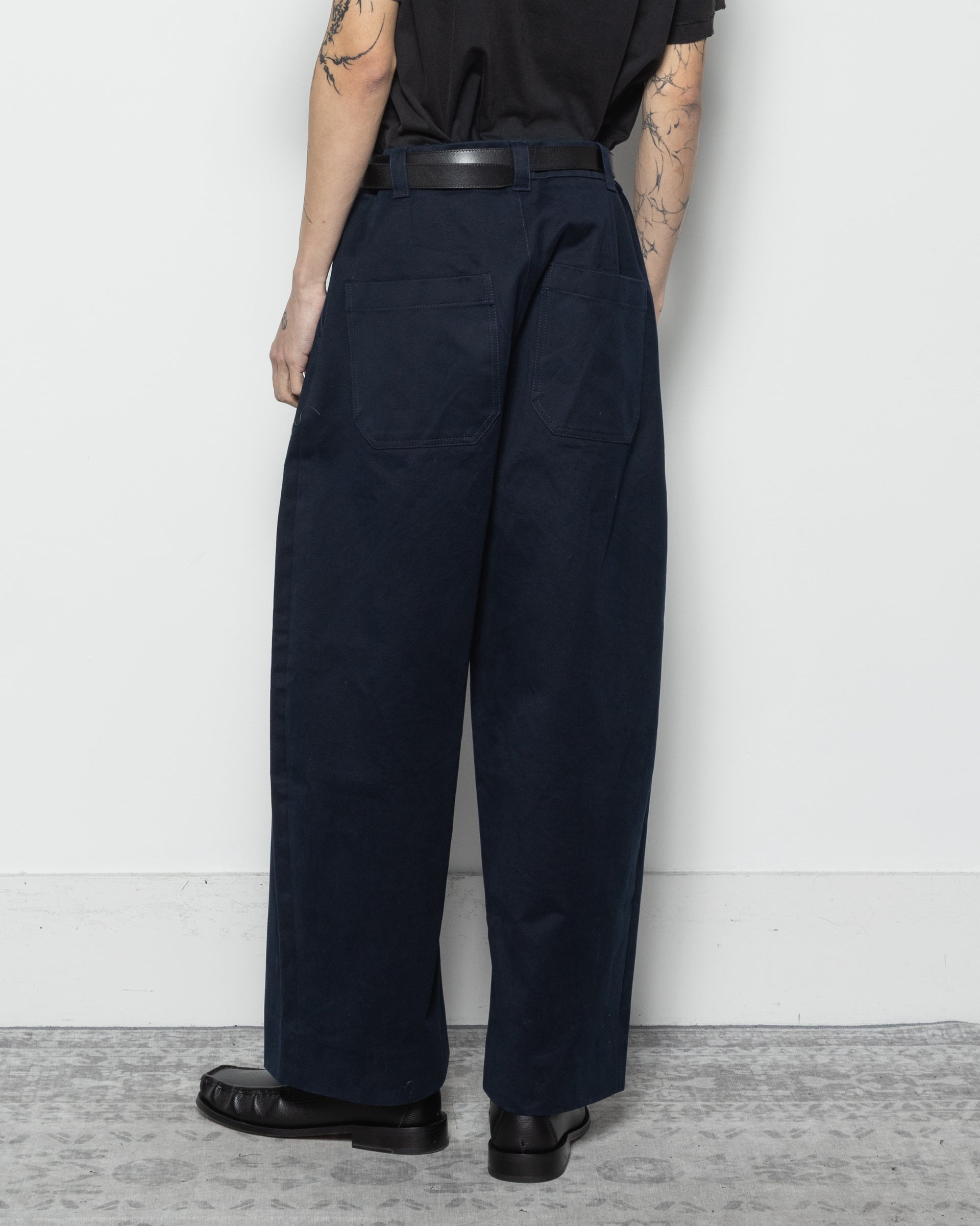 Sorte Deep Pleat Pants in Dark Navy