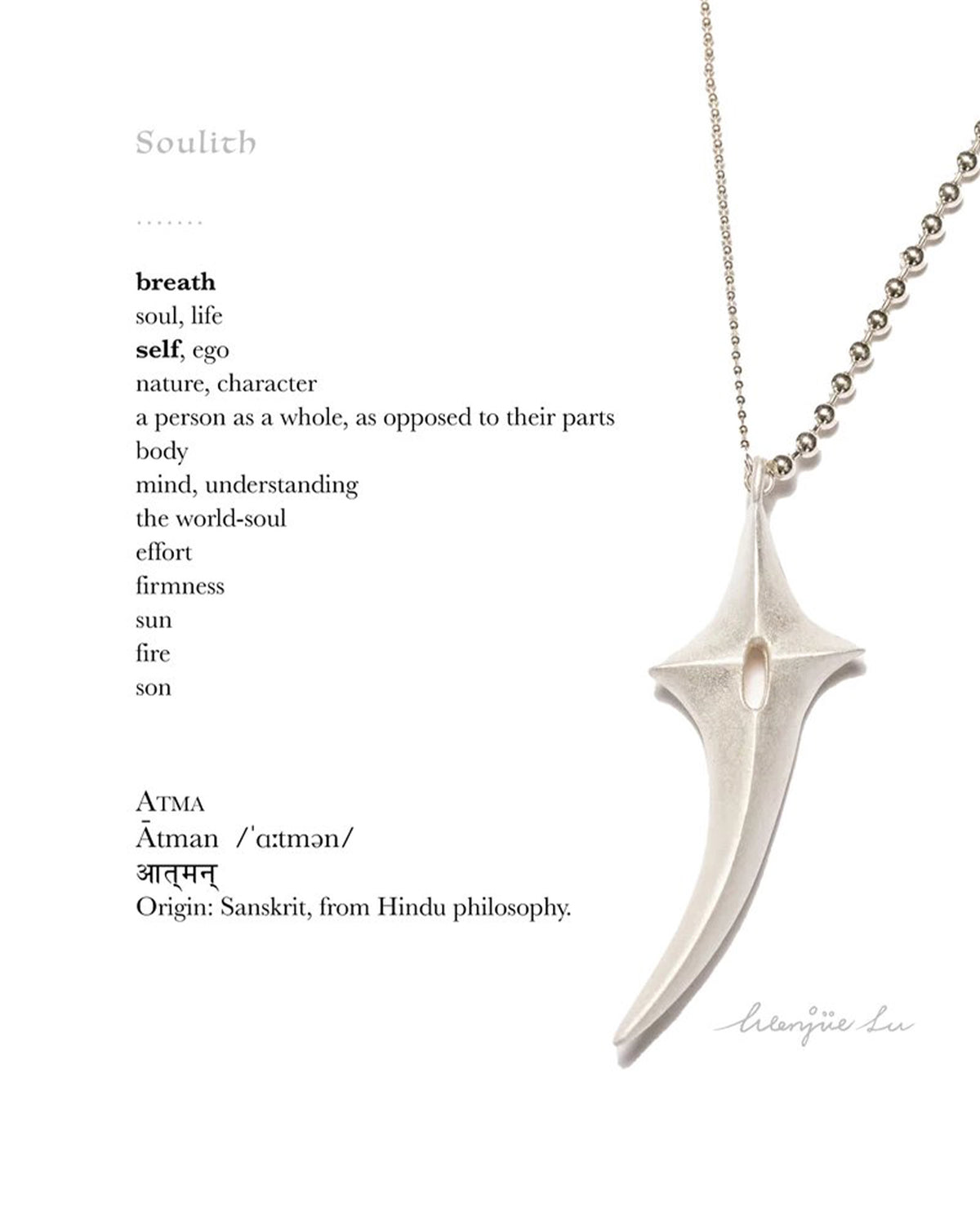Atma 925 Silver Necklace in Matte White