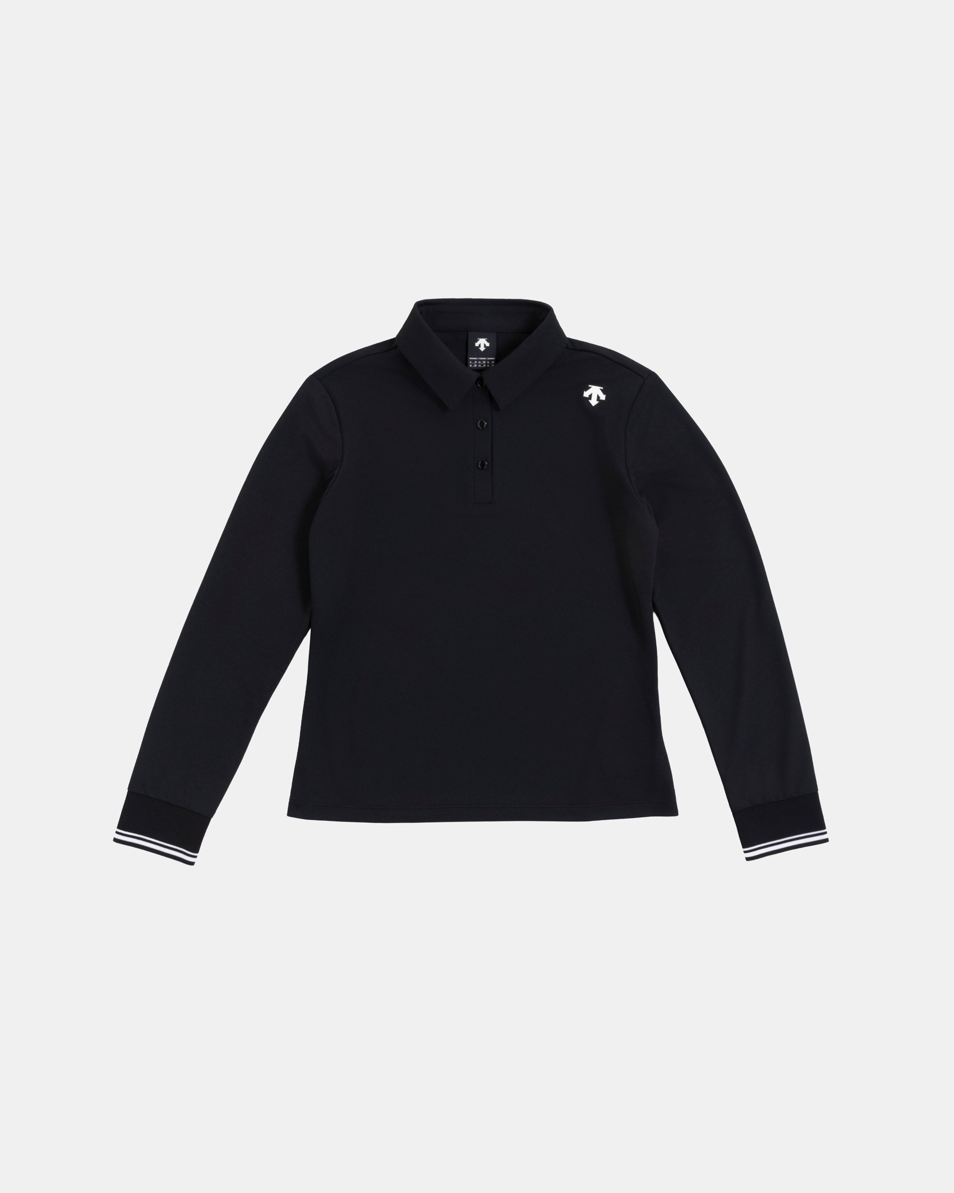 Sunscreen Ribbed Long-Sleeve Polo in Black