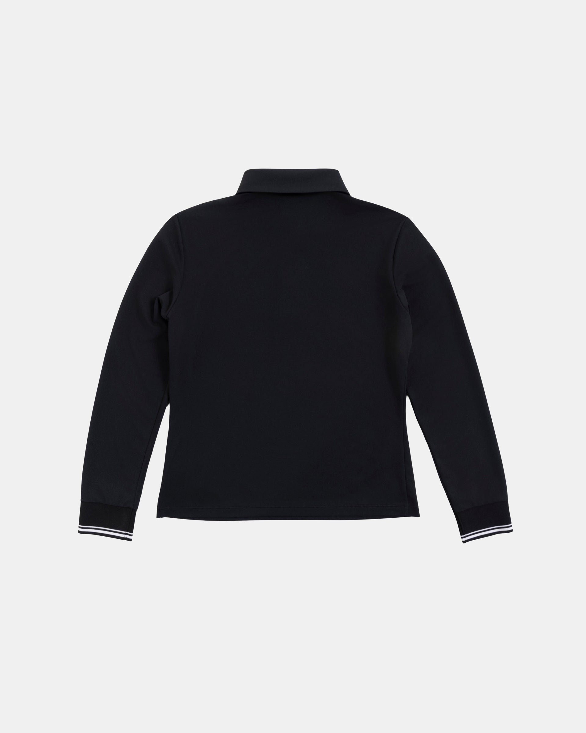 Sunscreen Ribbed Long-Sleeve Polo in Black