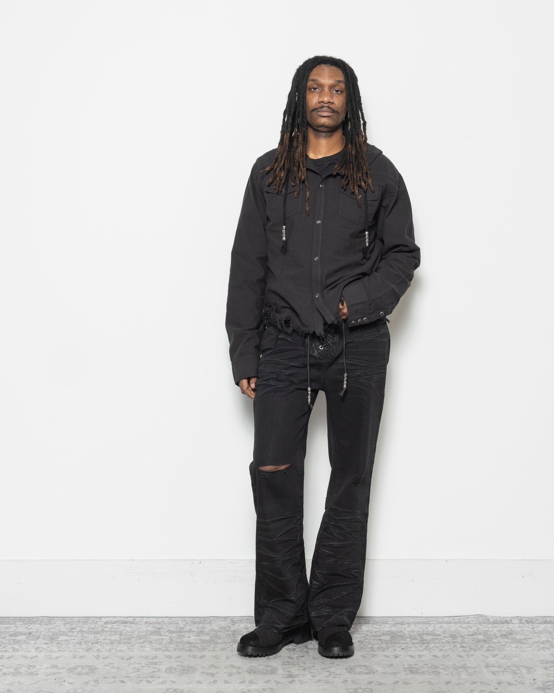 Hooded Shirt in Black