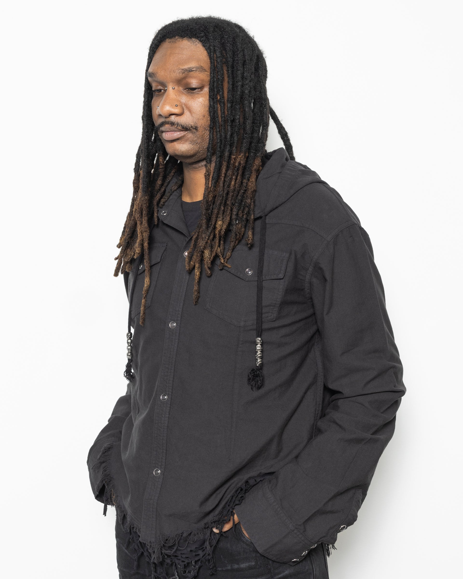 Hooded Shirt in Black
