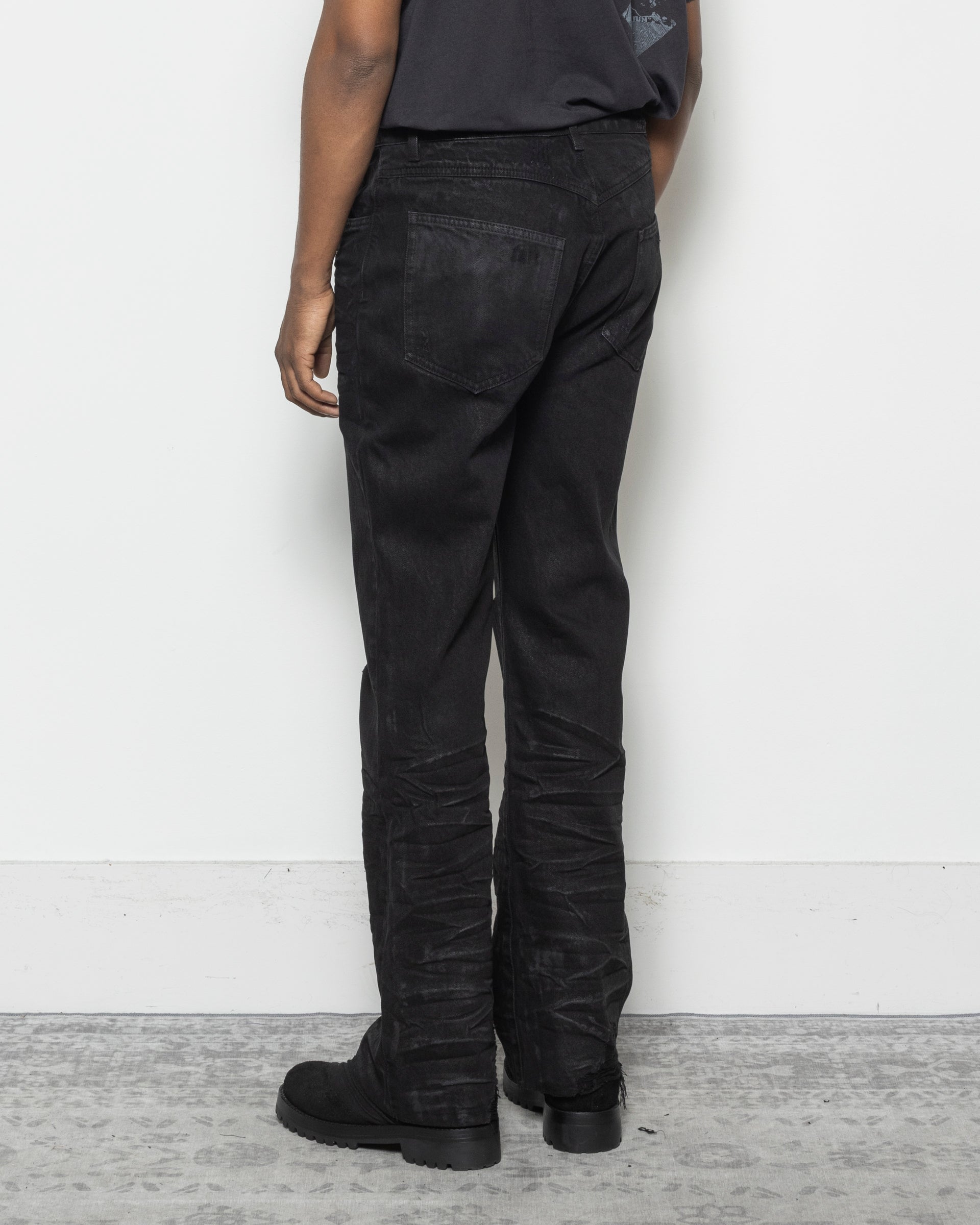 Troubled Waters Lace Up Jeans in Waxed Black | RODEN GRAY