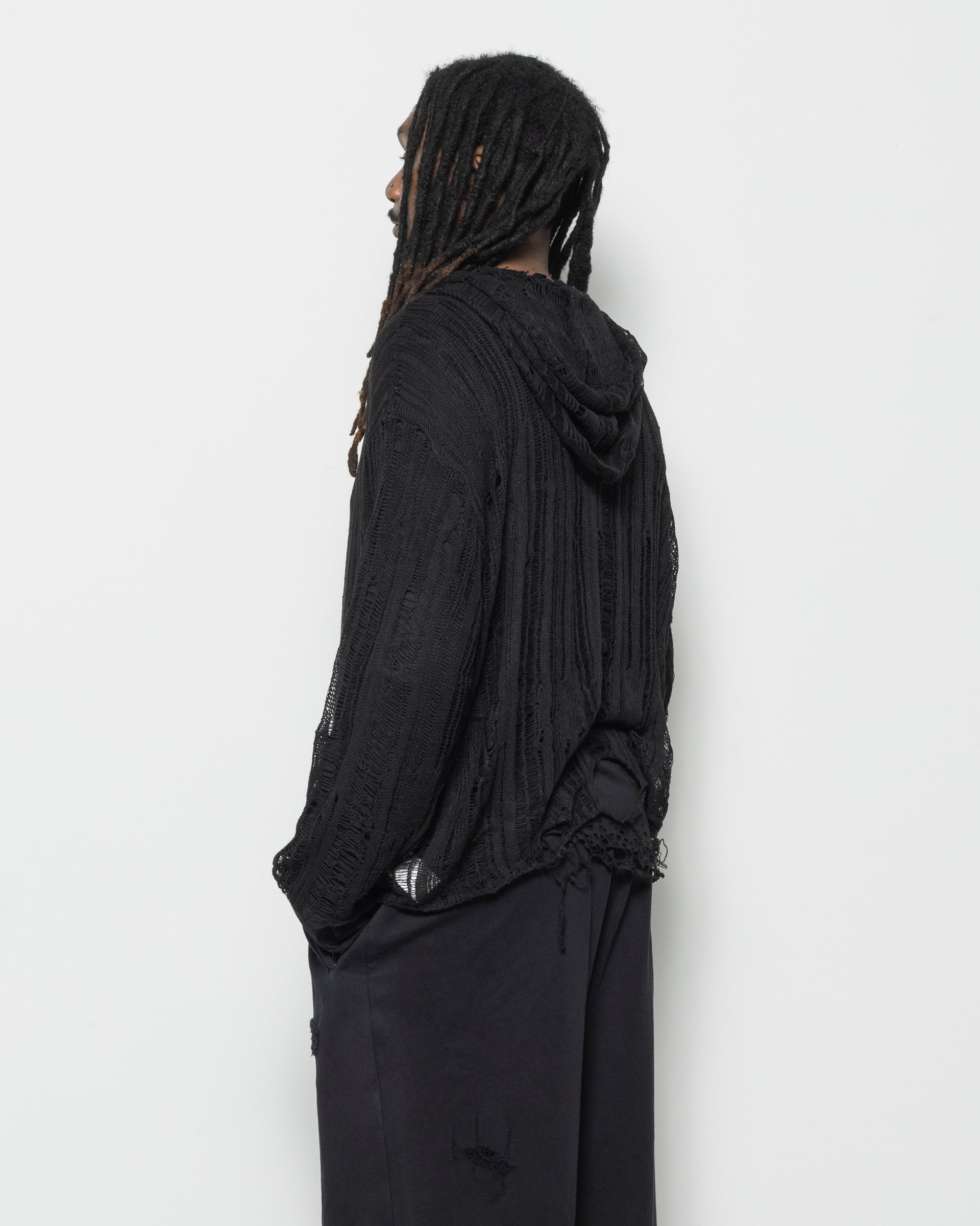Spider Knit Hoodie in Black