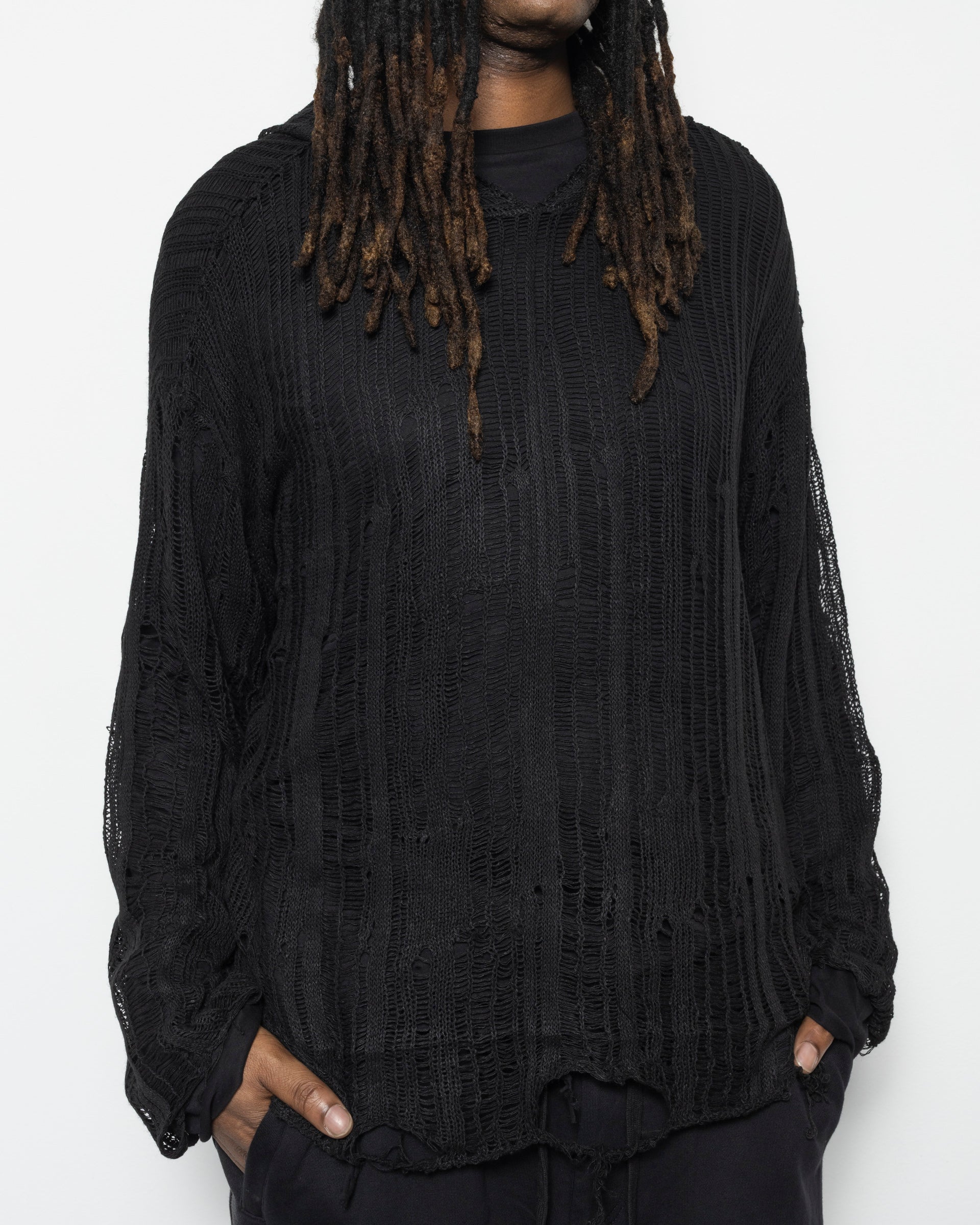 Spider Knit Hoodie in Black