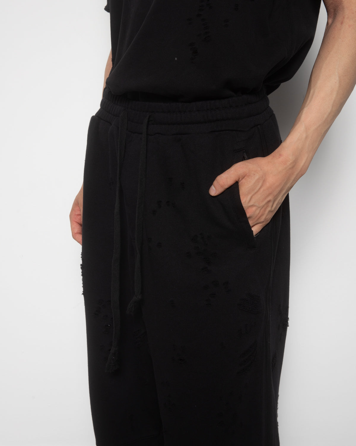 Thrashed Trackpants in Faded Black