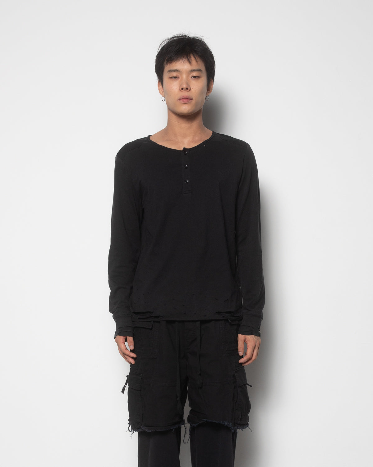 Void Henley Shirt in Faded Black