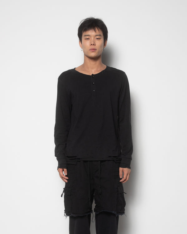 Void Henley Shirt in Faded Black