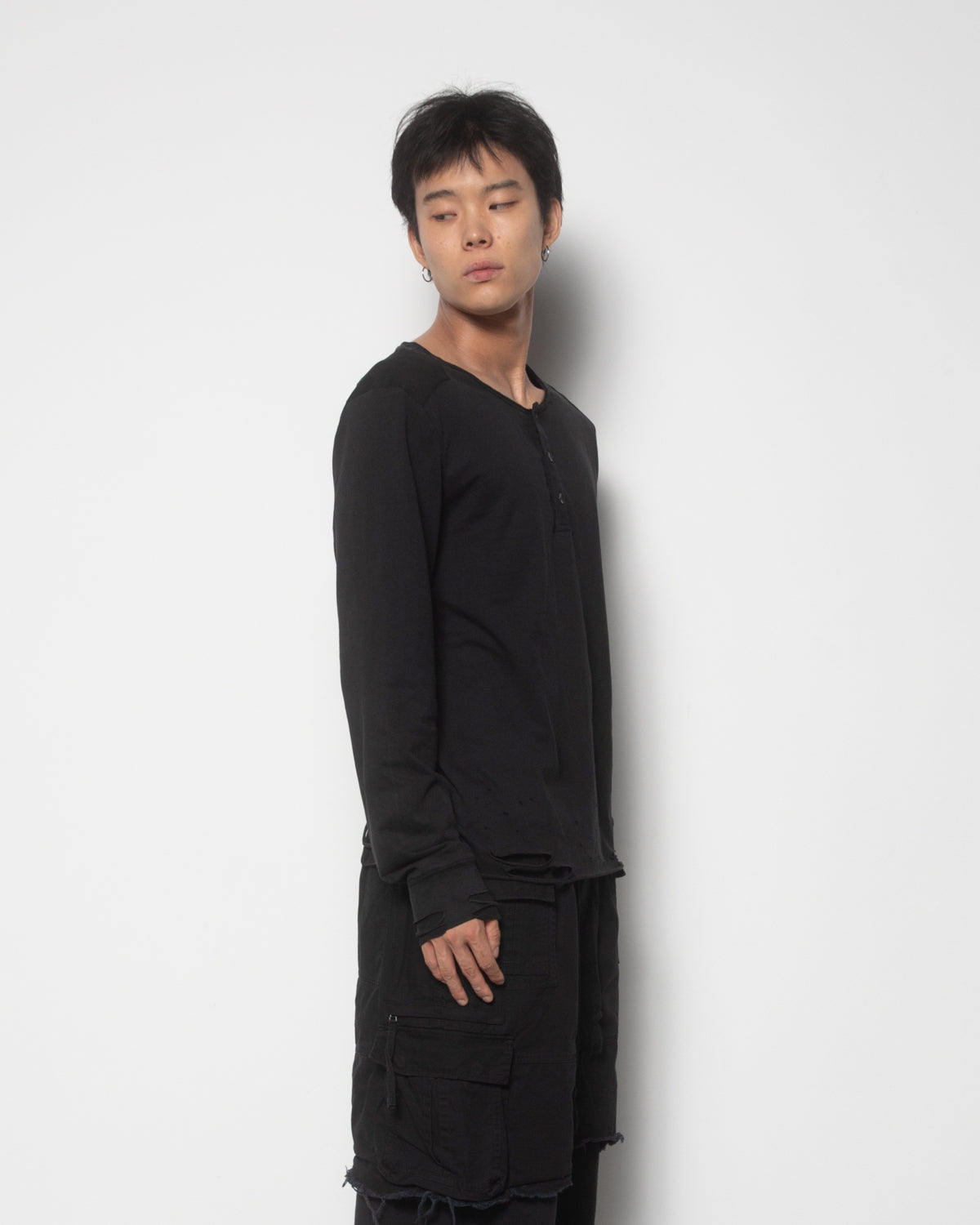 Void Henley Shirt in Faded Black