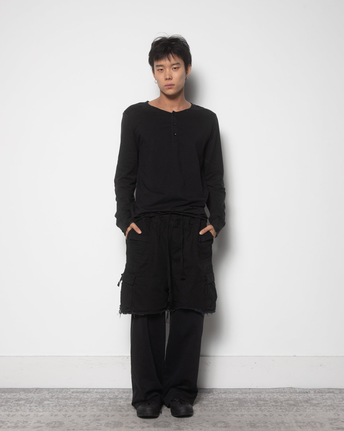Void Henley Shirt in Faded Black